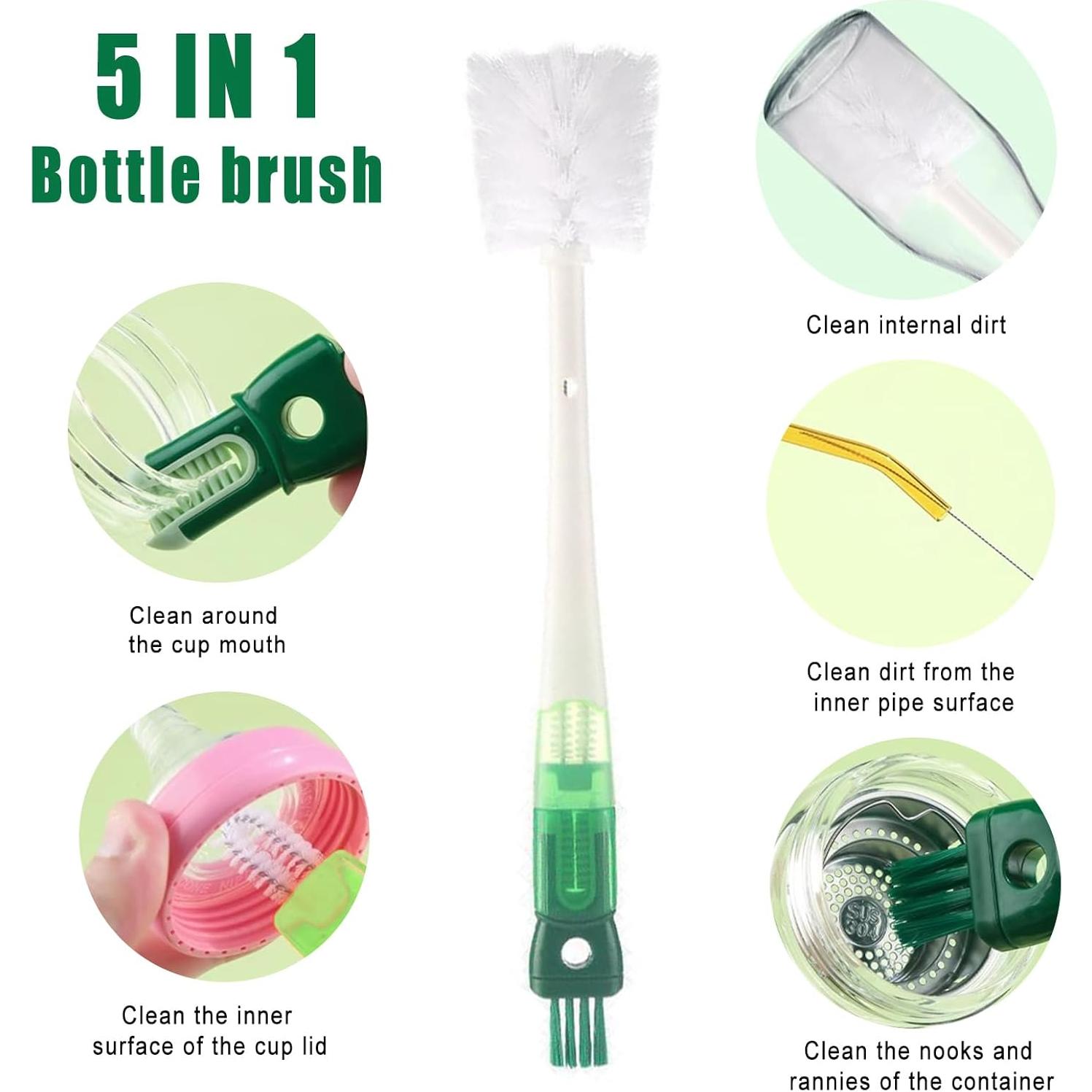 Cepillo Limpiador 5 en 1 BOBOAR para Botellas y Tazas