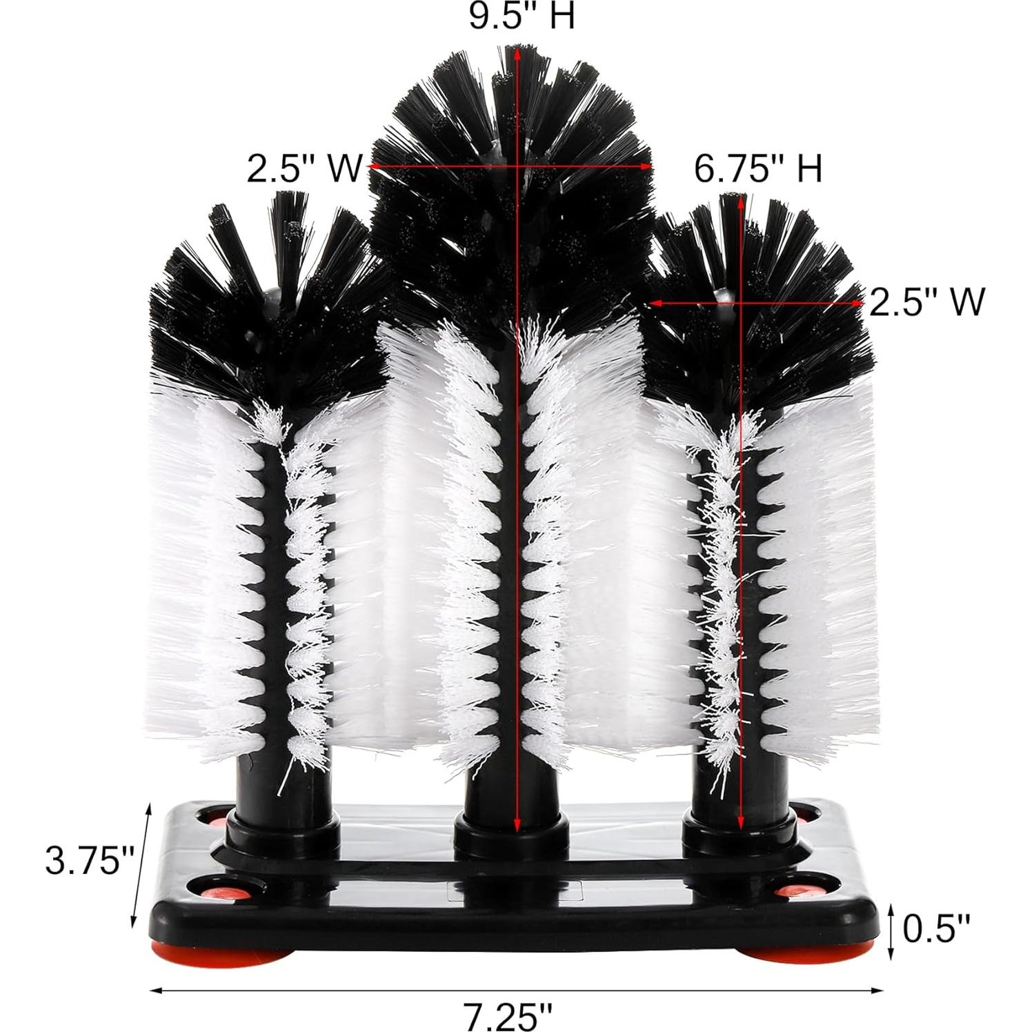 Cepillo Limpiador de Copas Yesland con Base de Succión 3 Cabezas
