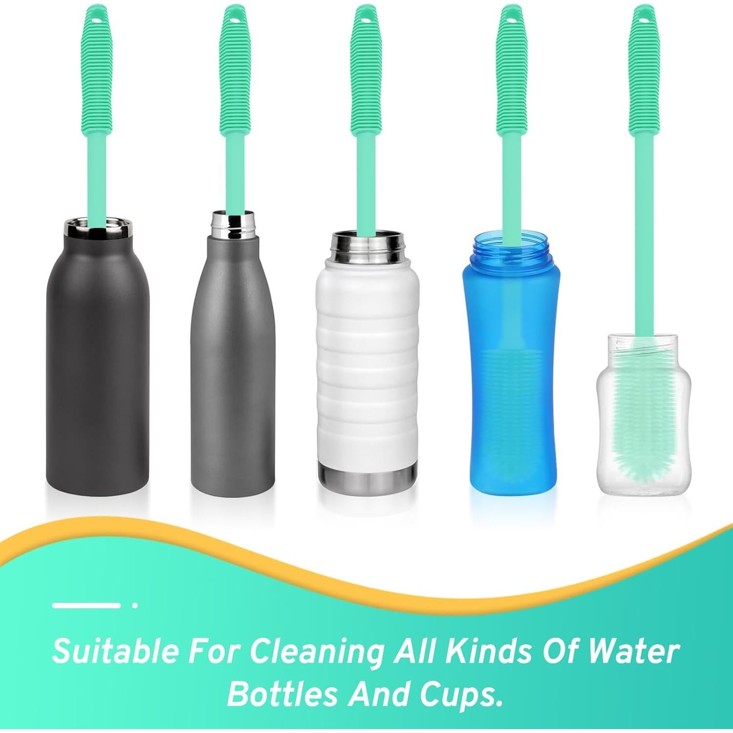 Juego de Cepillos de Silicona WQSS AOEIU para Botellas y Pajitas