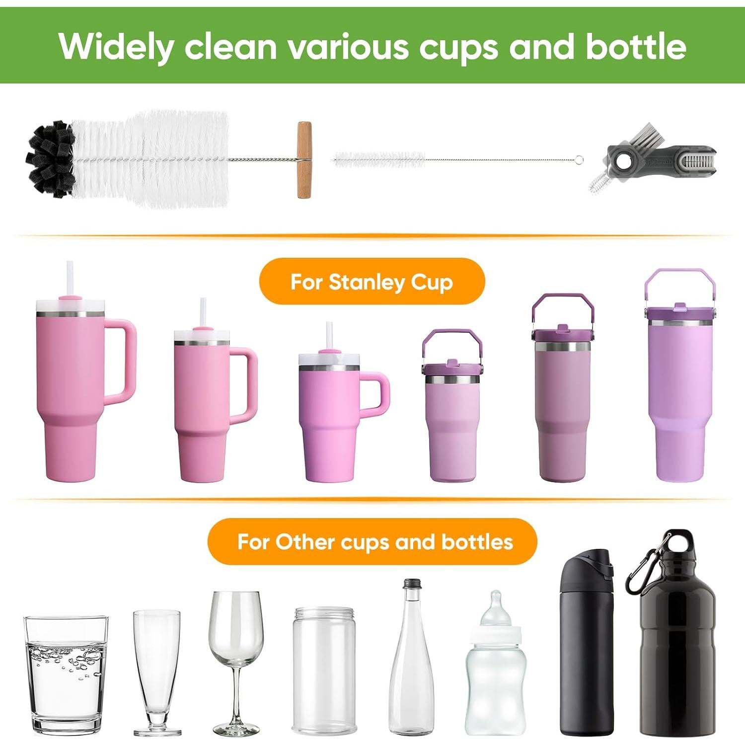 Juego de cepillos de limpieza de botellas TUNIKO 3 en 1