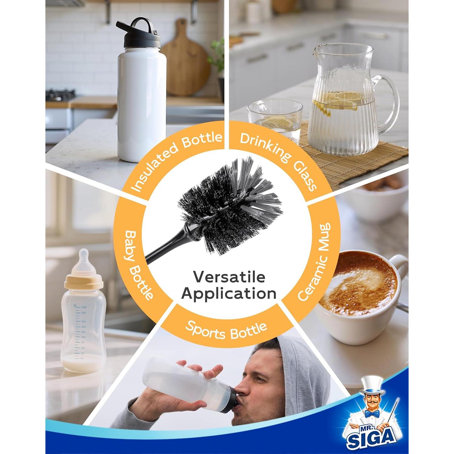 Cepillo para Botellas MR.SIGA 32.5 cm Mango Largo 2 Piezas