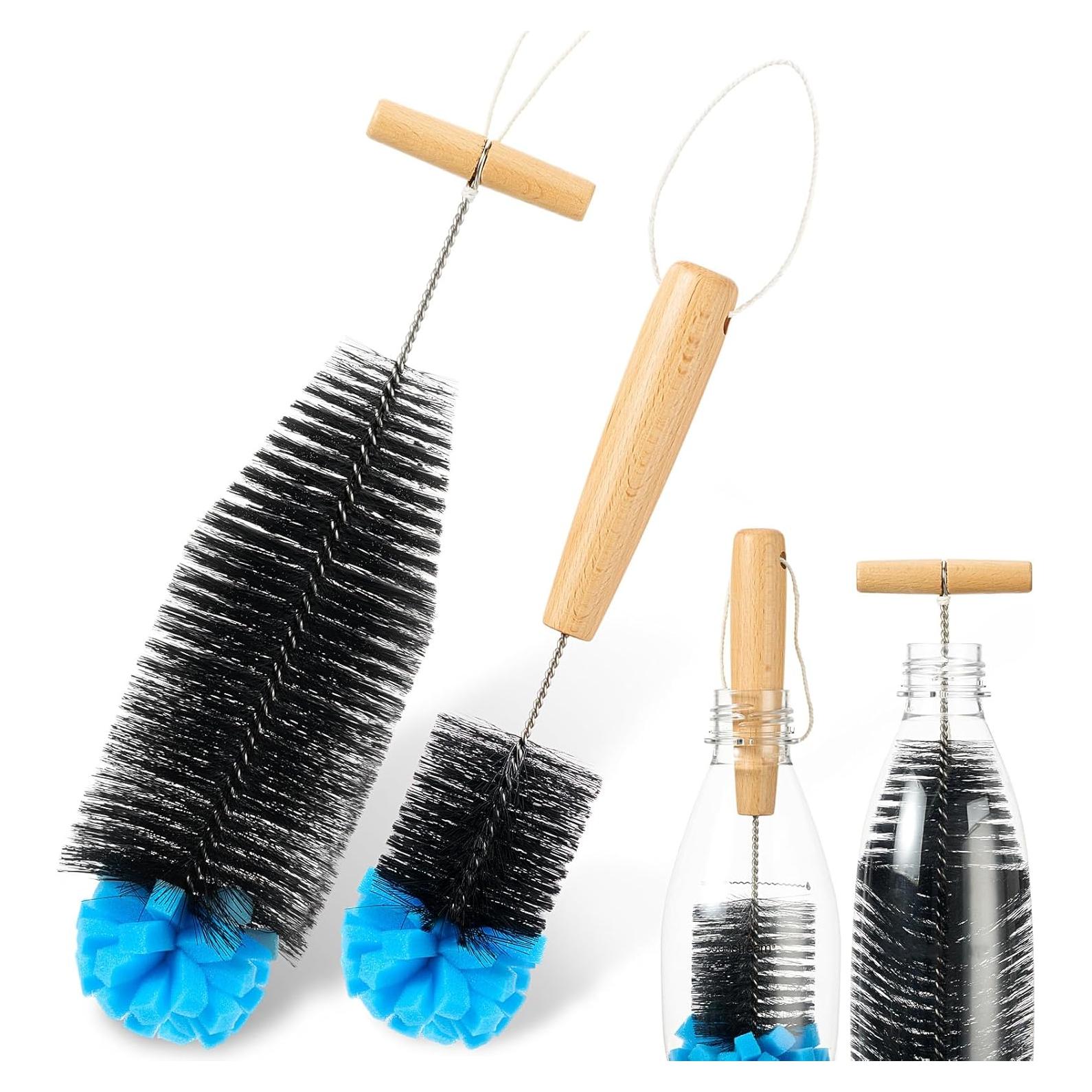 Set de 2 Cepillos de Botella Mimorou con Mango de Madera