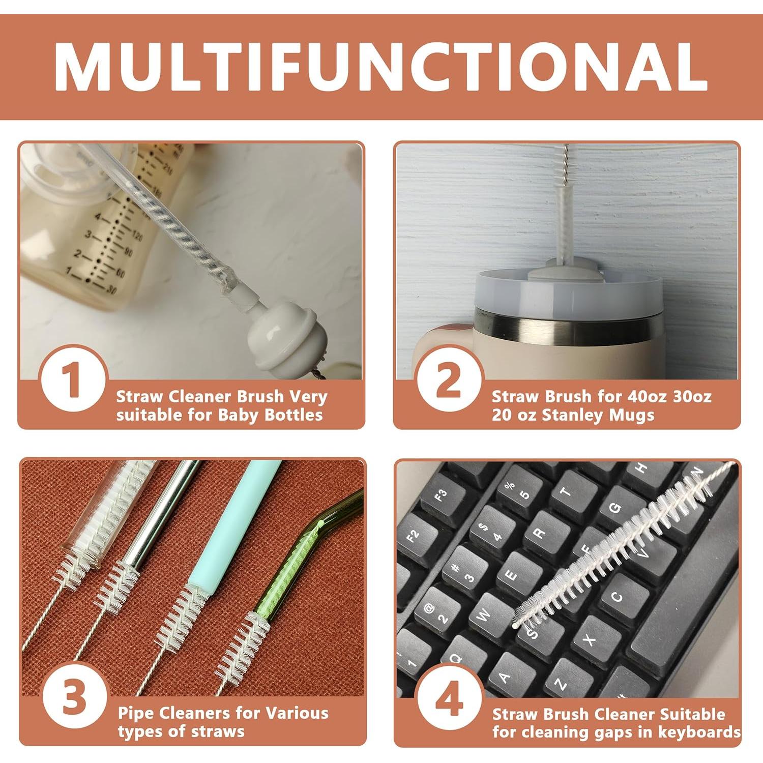 Juego de 2 Cepillos Limpiadores de Popotes CIDYAUST 25.9 cm