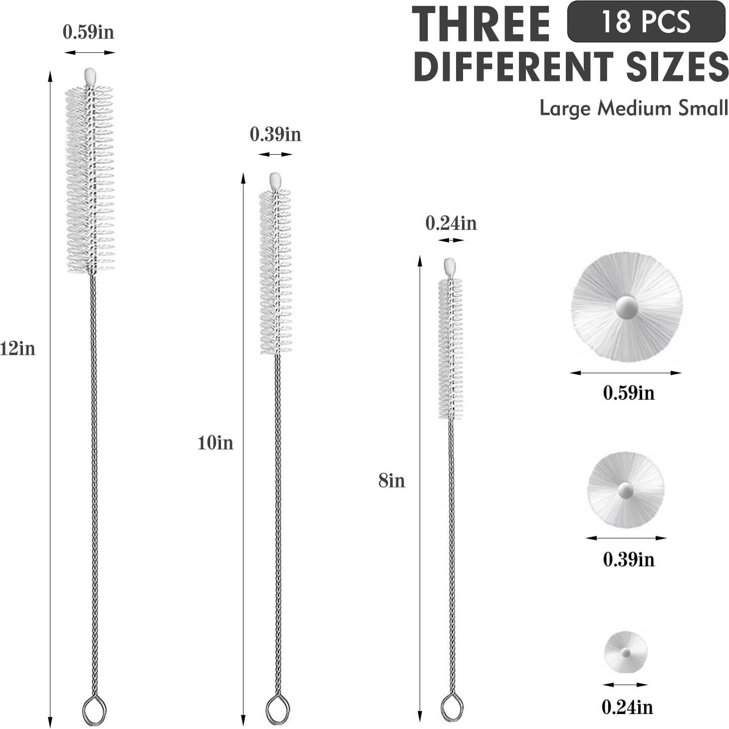 Kit de 18 Cepillos Limpiadores de Popotes Feehope - Acero Inoxidable
