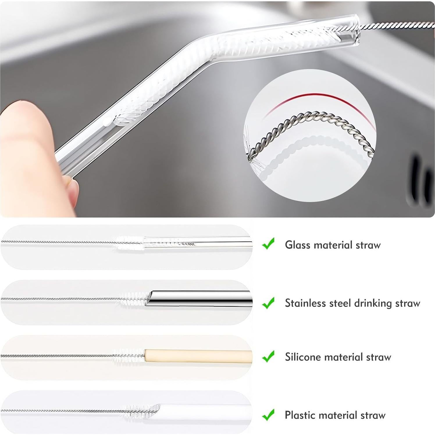 Kit de 18 Cepillos Limpiadores de Popotes Feehope - Acero Inoxidable