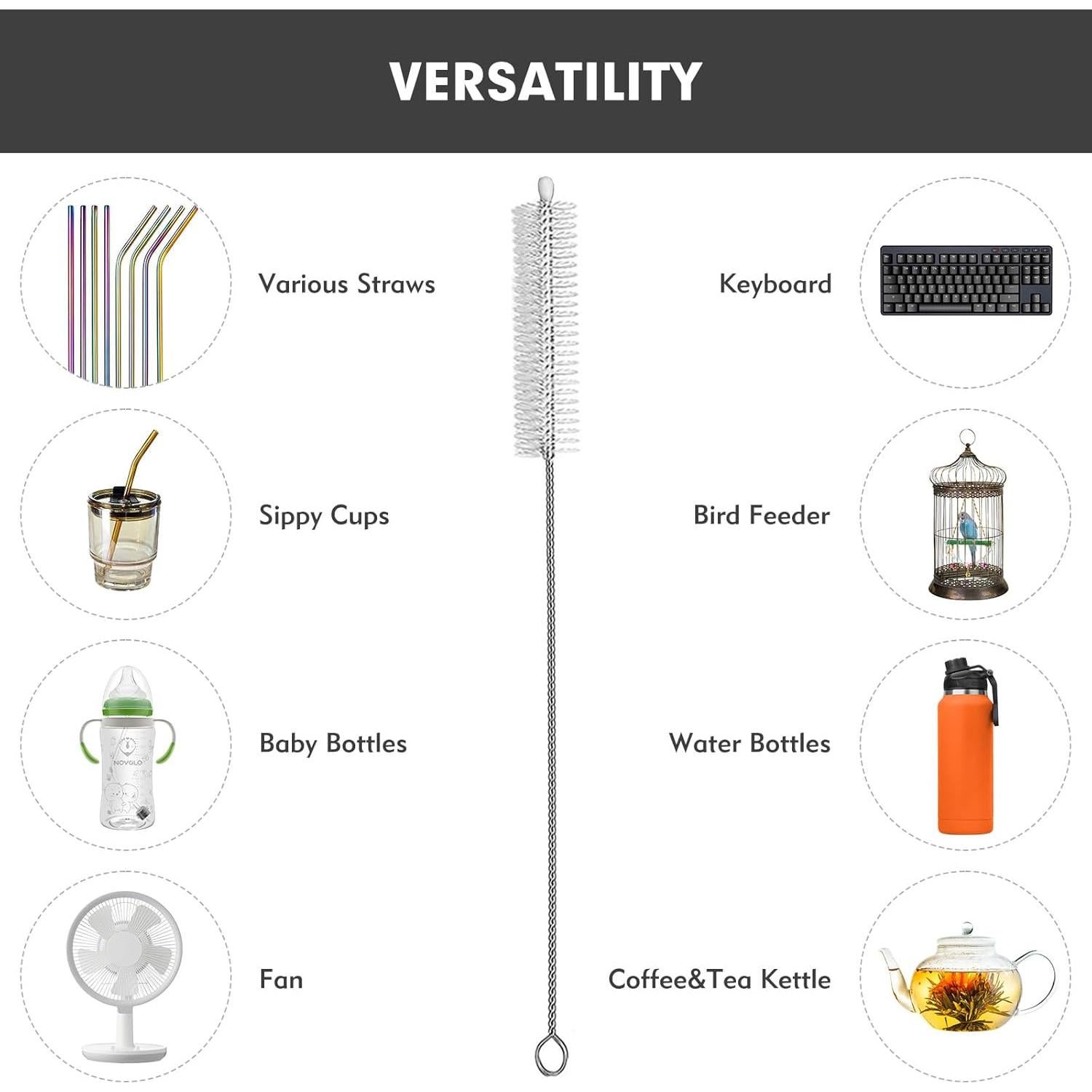 Kit de 18 Cepillos Limpiadores de Popotes Feehope - Acero Inoxidable