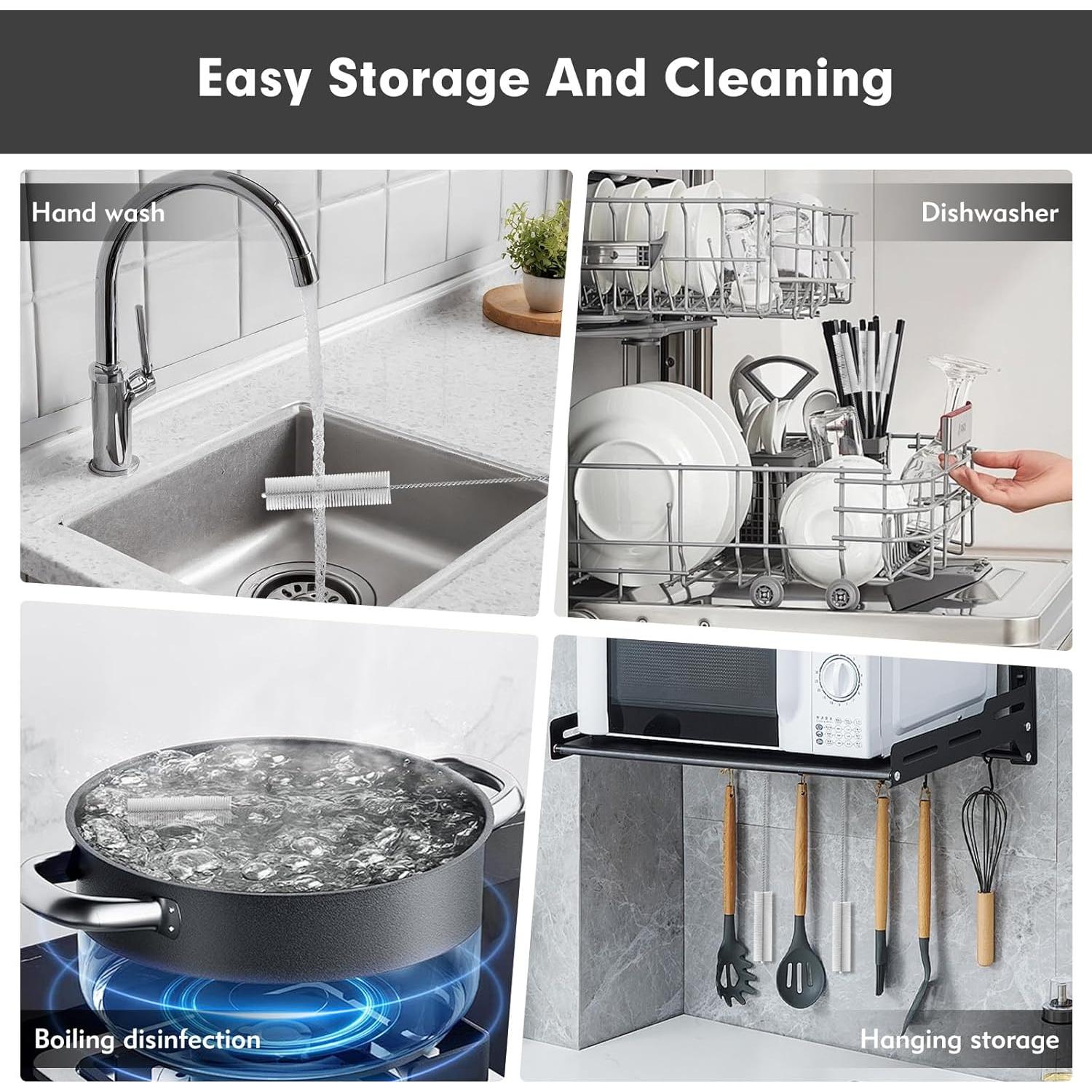 Kit de 18 Cepillos Limpiadores de Popotes Feehope - Acero Inoxidable