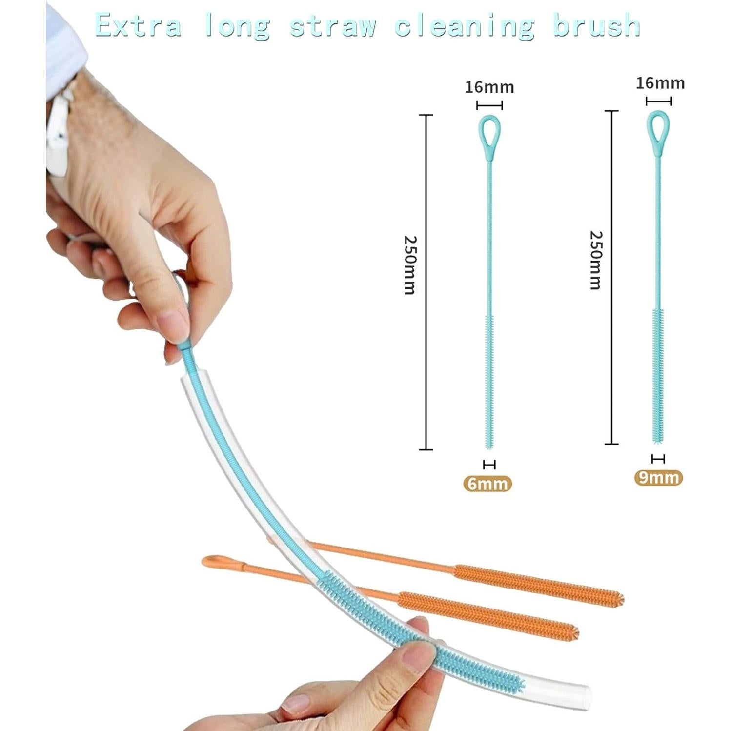 Cepillo Limpiador de Popotes Luforu 2 Pcs Silicona 25cm