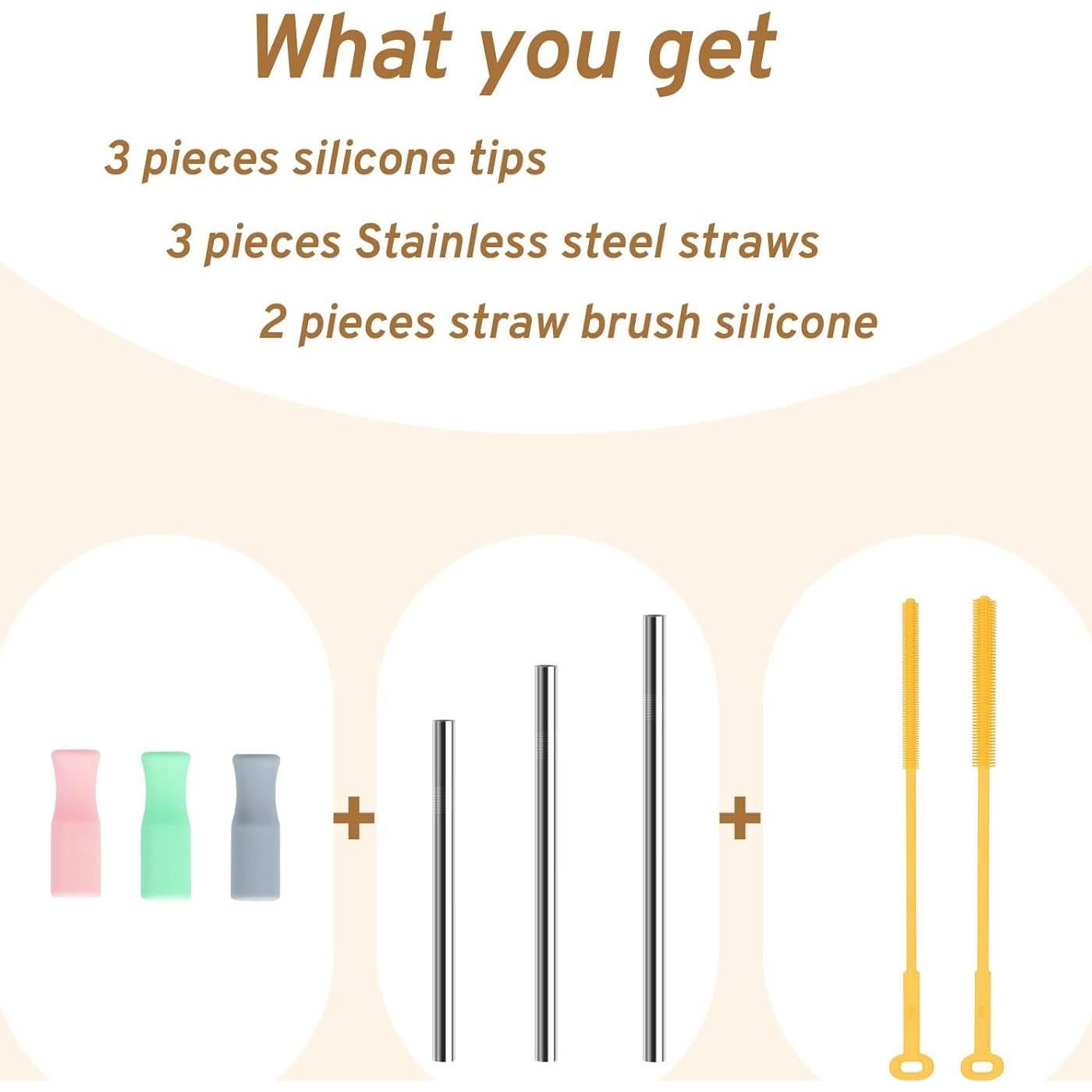 Juego de Pajitas Reutilizables de Acero Inoxidable WQSS AOEIU