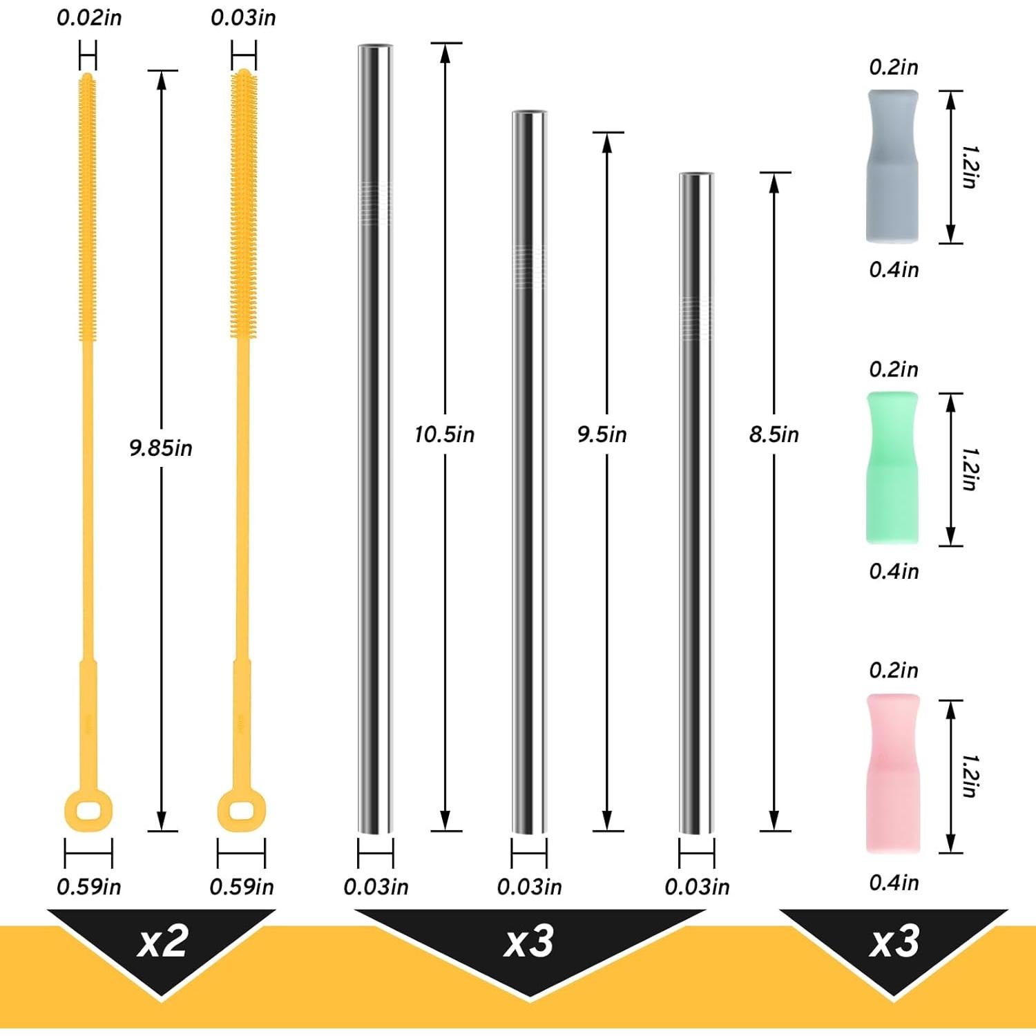 Juego de Pajitas Reutilizables de Acero Inoxidable WQSS AOEIU
