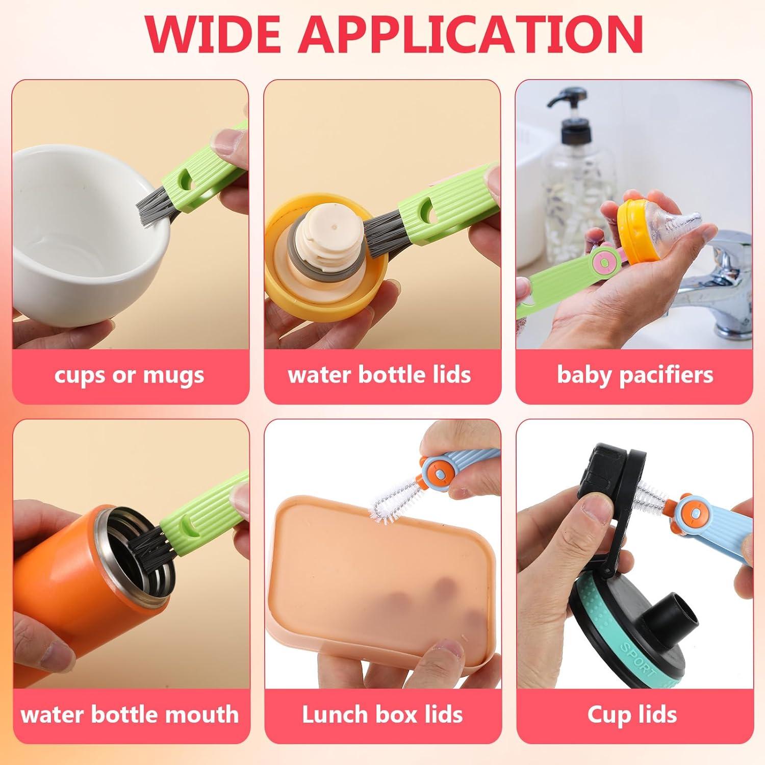 Ouligay Kit de 6 Cepillos Limpiadores de Pajitas 17 cm y Tapas