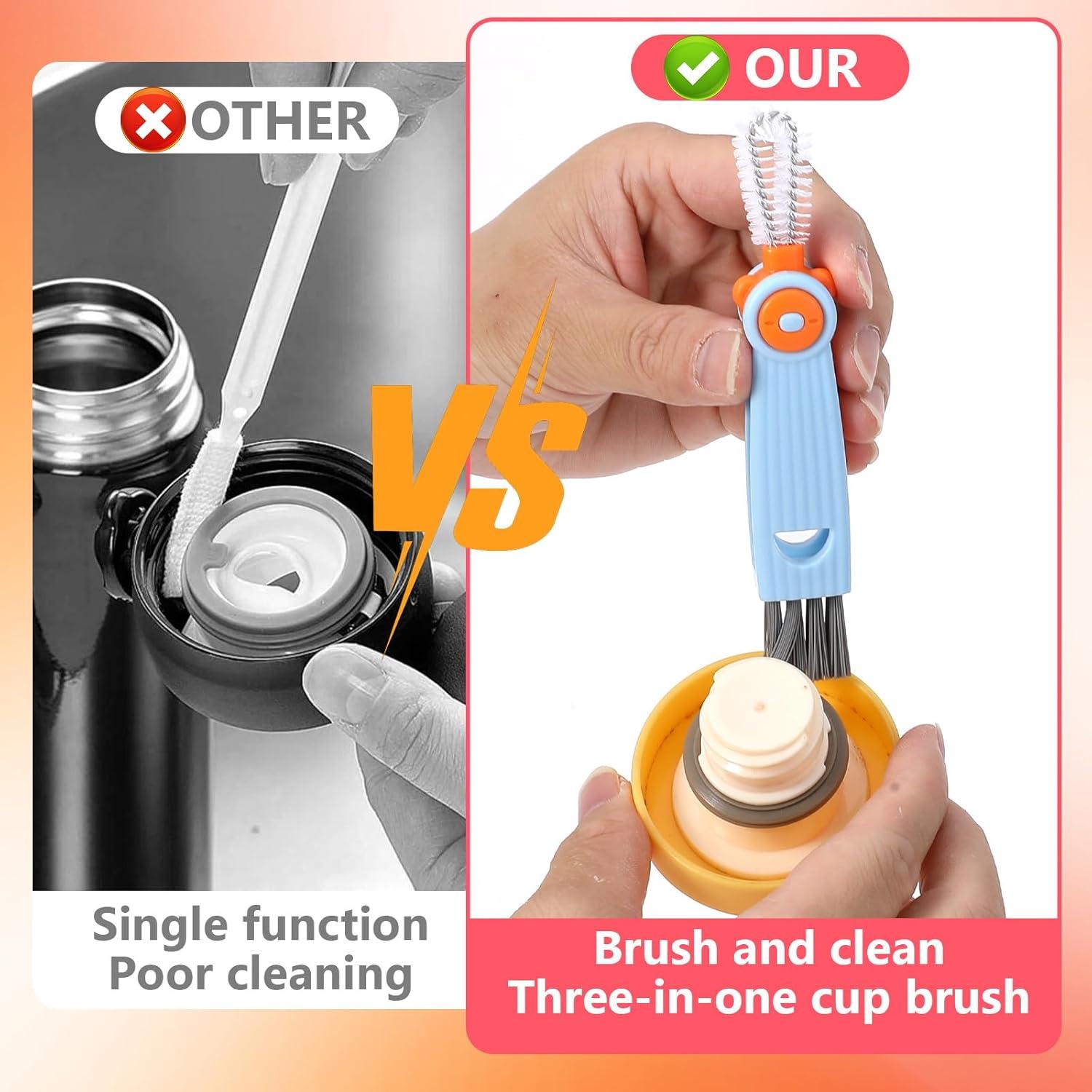 Ouligay Kit de 6 Cepillos Limpiadores de Pajitas 17 cm y Tapas