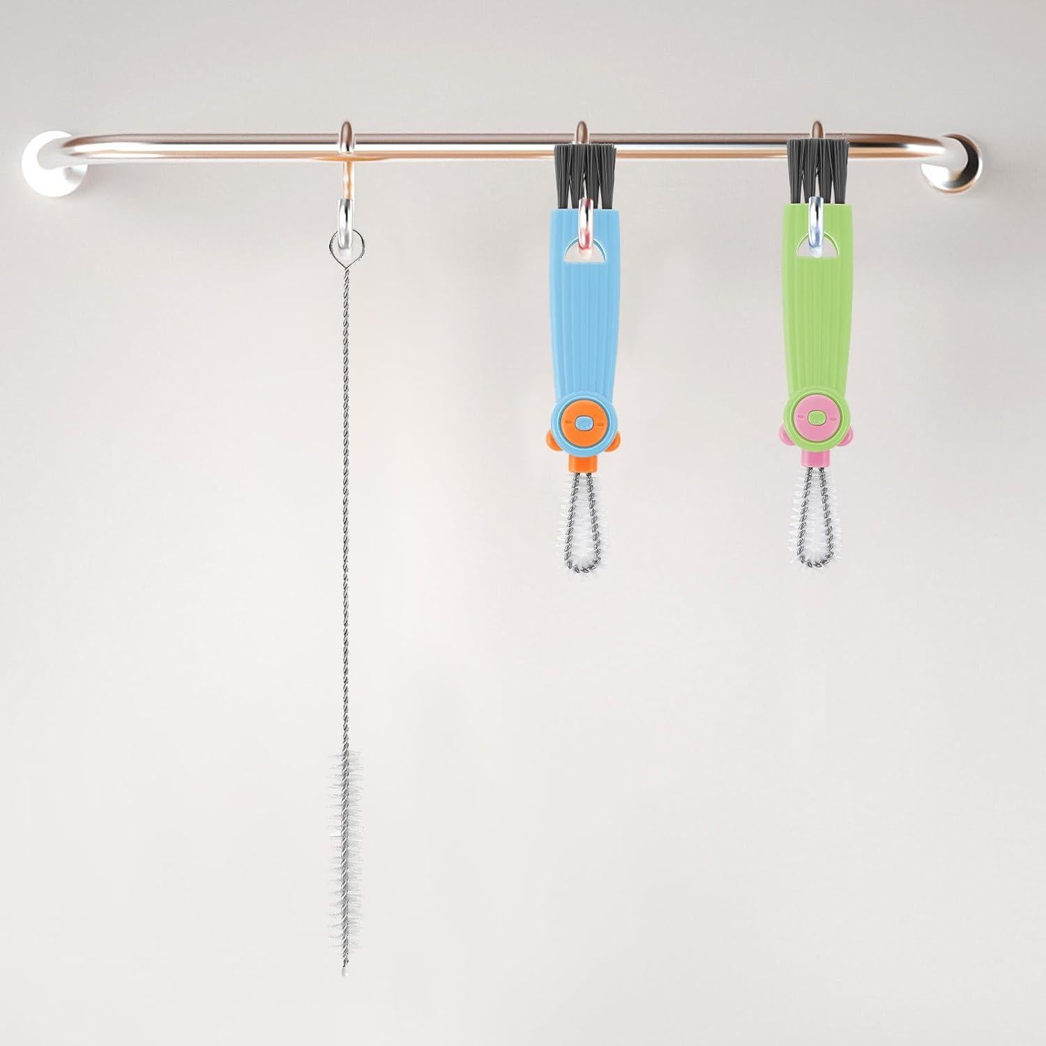 Ouligay Kit de 6 Cepillos Limpiadores de Pajitas 17 cm y Tapas