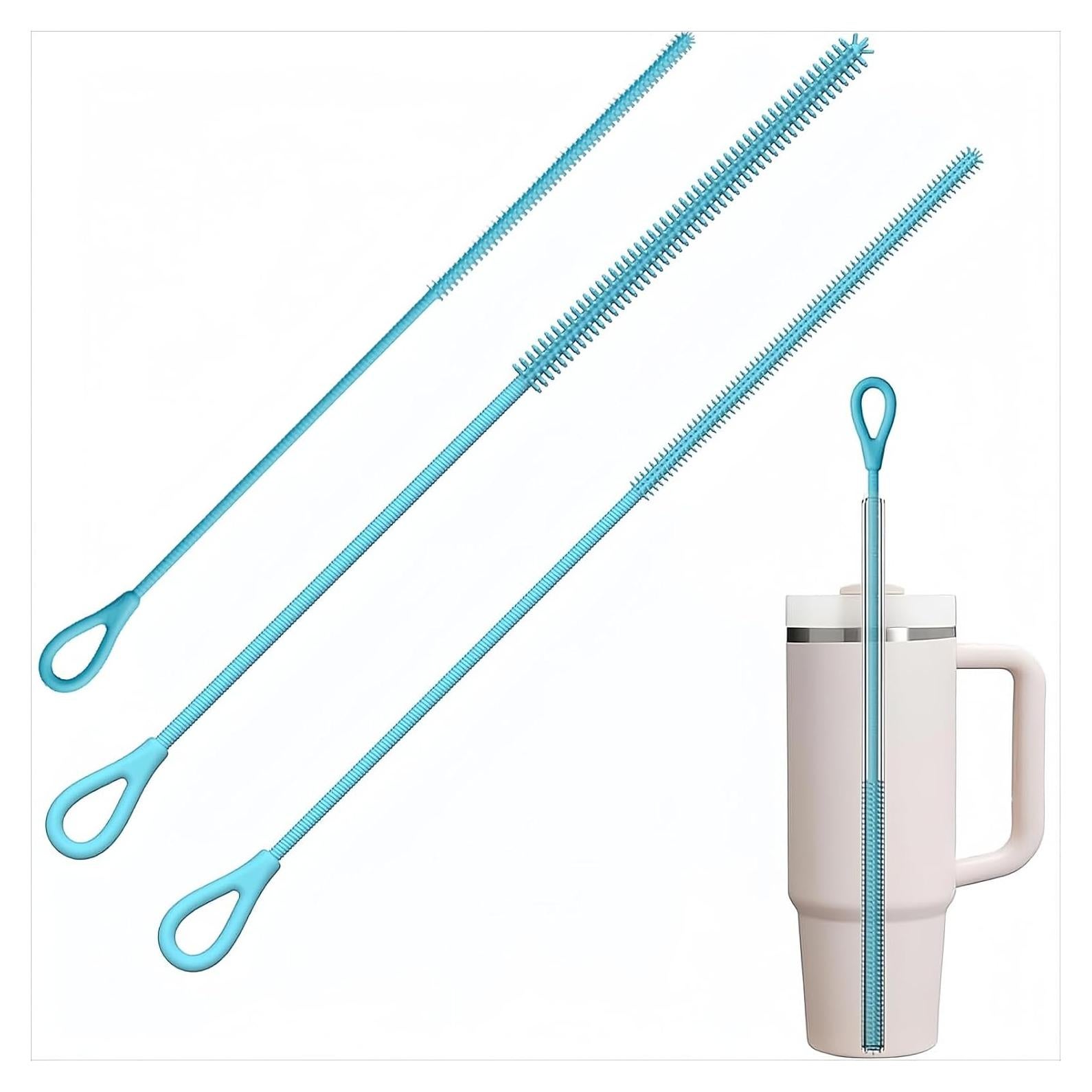 Juego de 3 cepillos limpiadores de pajitas HXHKH - Silicona 3-9 mm