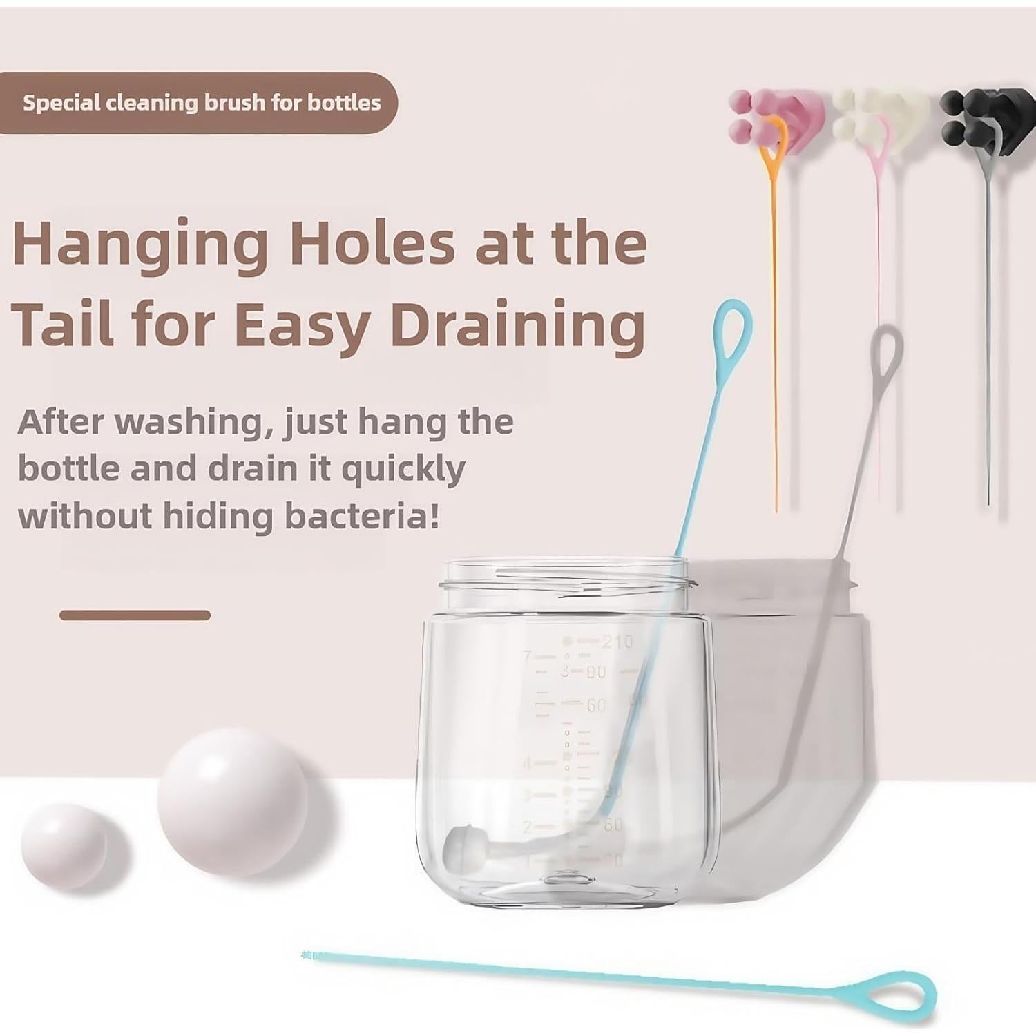 Juego de 3 cepillos limpiadores de pajitas HXHKH - Silicona 3-9 mm