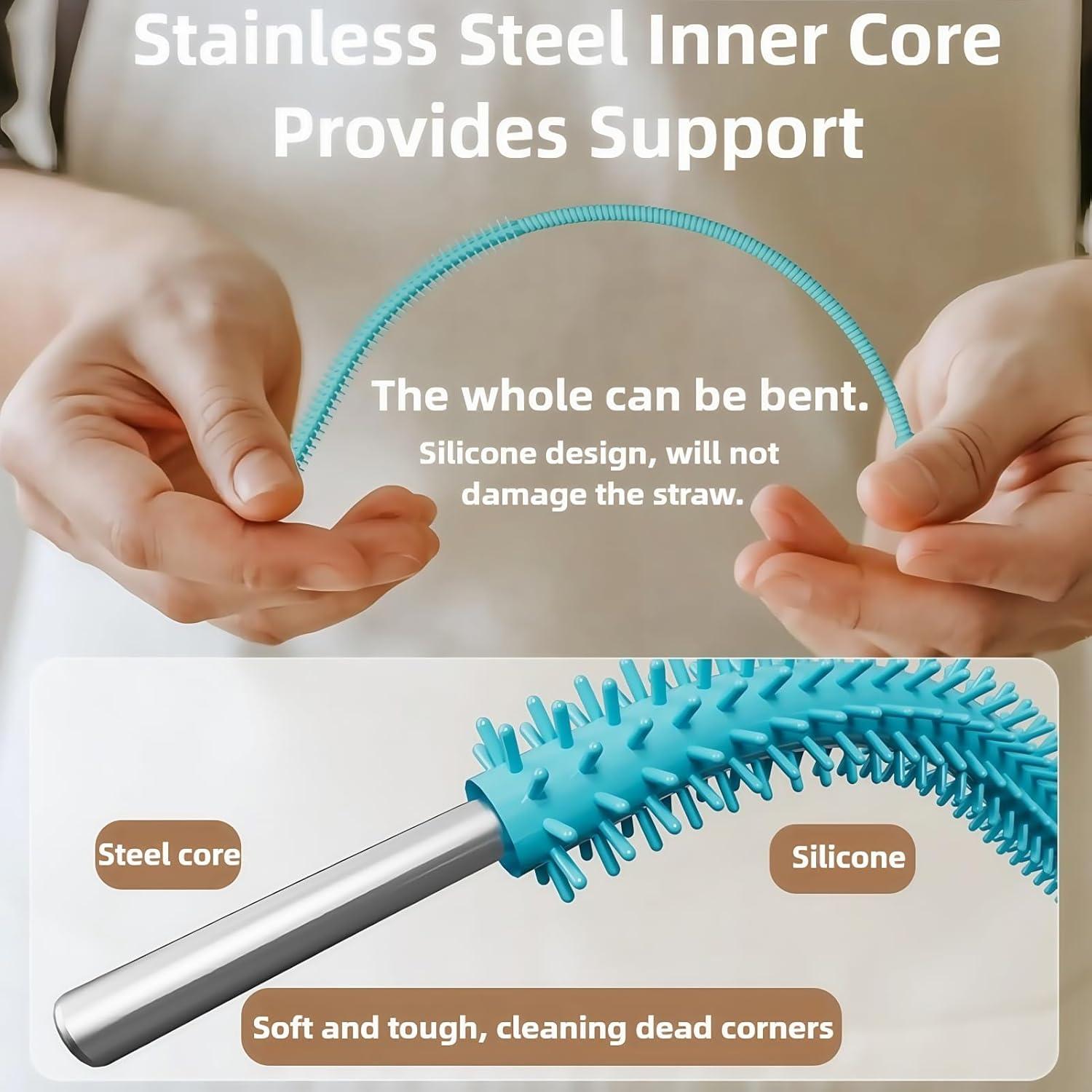 Juego de 3 cepillos limpiadores de pajitas HXHKH - Silicona 3-9 mm