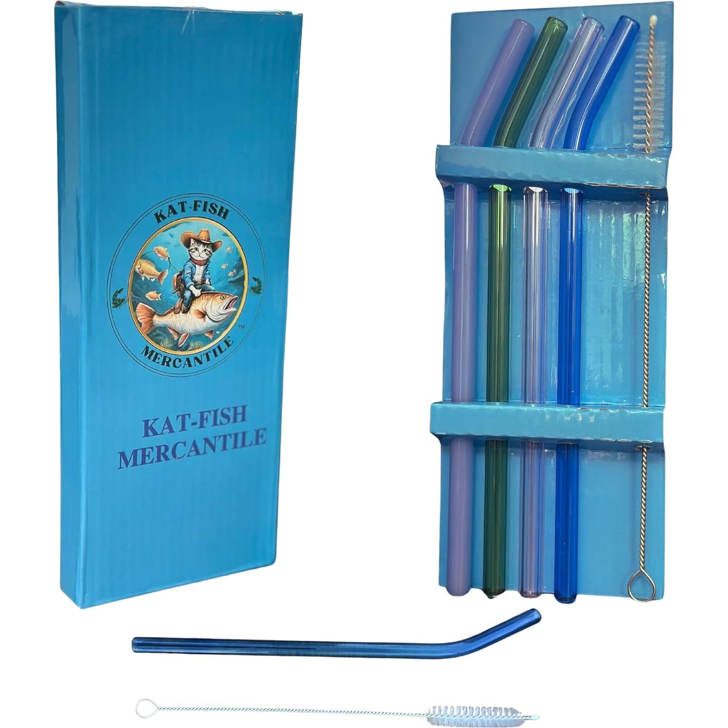 Pajitas de Vidrio Reutilizables Kat-Fish 20.32 cm 4 Unidades