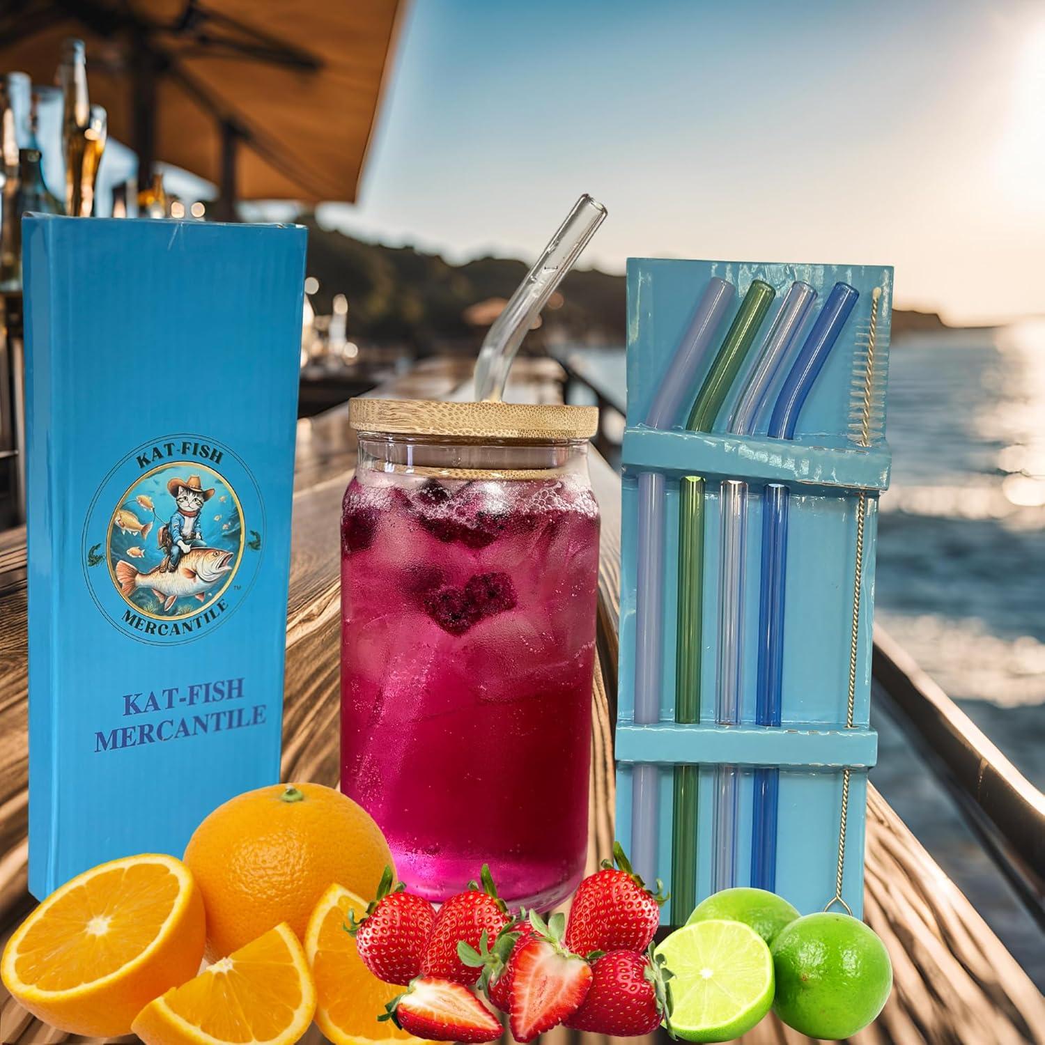 Pajitas de Vidrio Reutilizables Kat-Fish 20.32 cm 4 Unidades