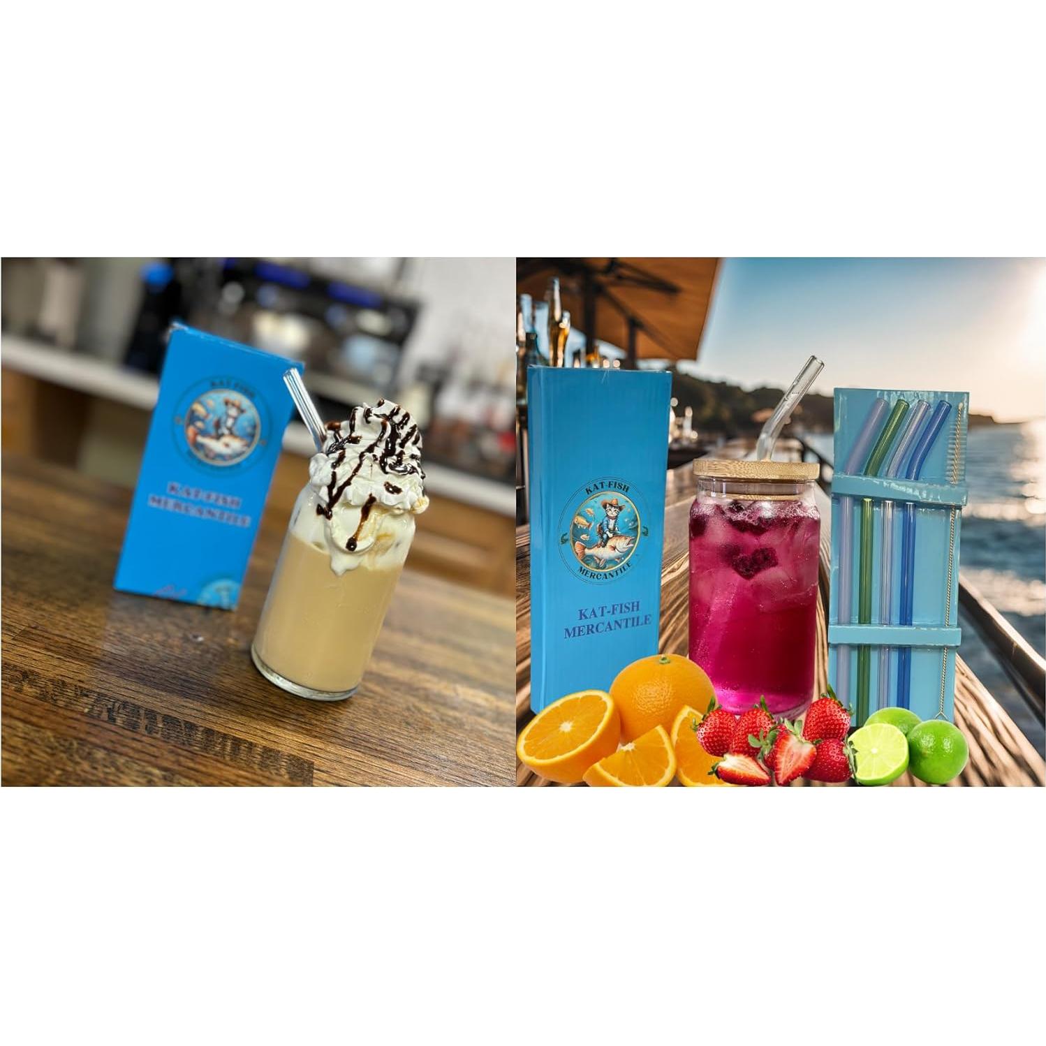 Pajitas de Vidrio Reutilizables Kat-Fish 20.32 cm 4 Unidades