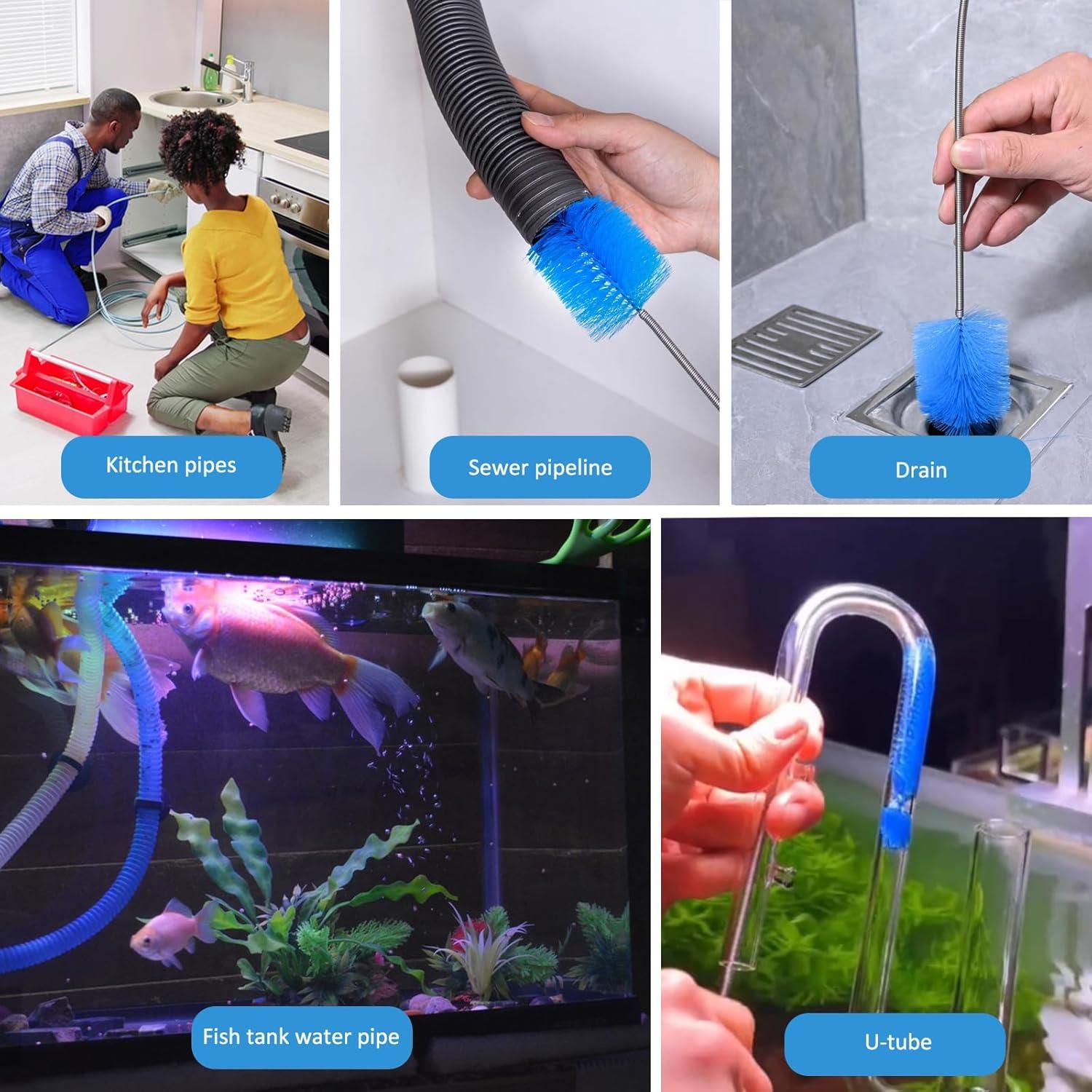 Cepillo Limpiador Flexible Eidsefe 4 Piezas Drenaje Azul