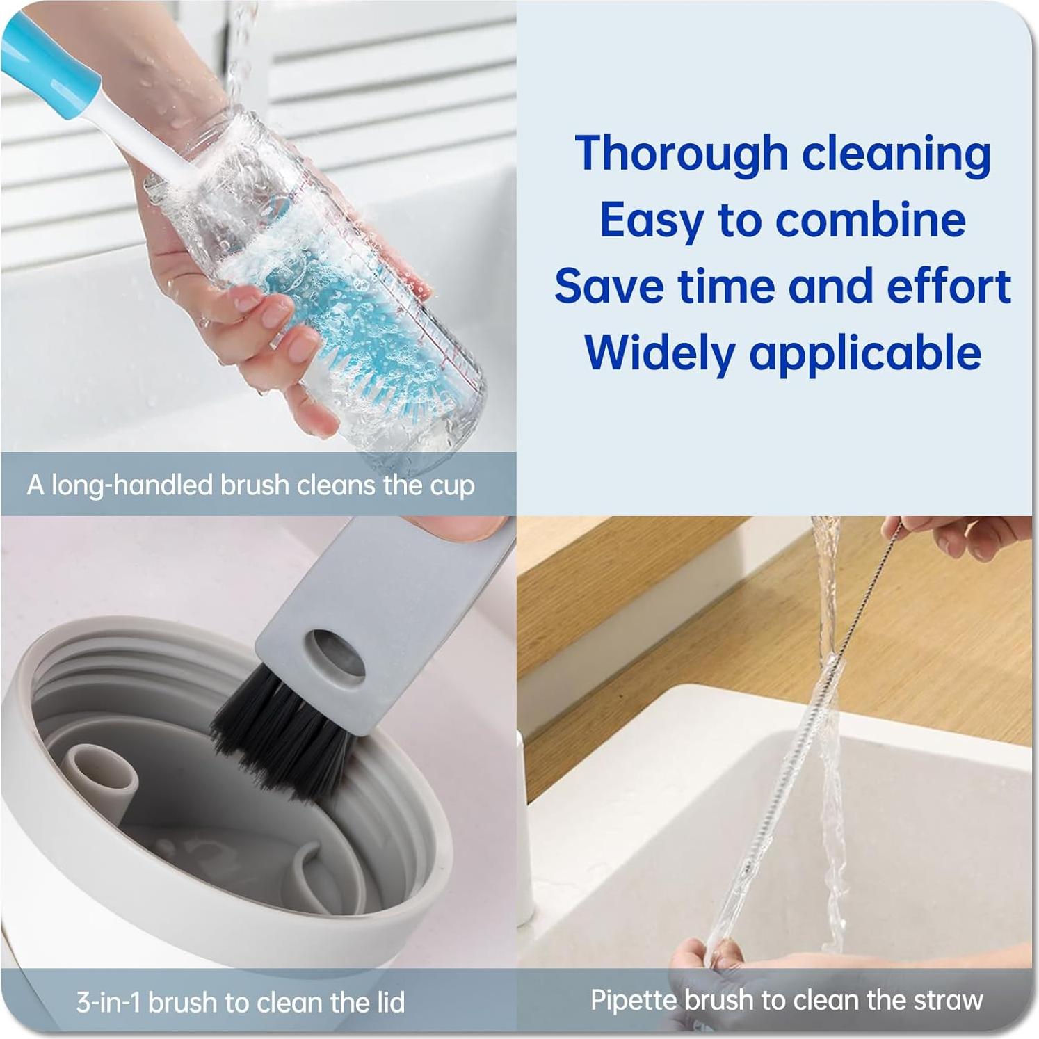 Juego de 3 cepillos limpiadores Owala - Silicona y plástico