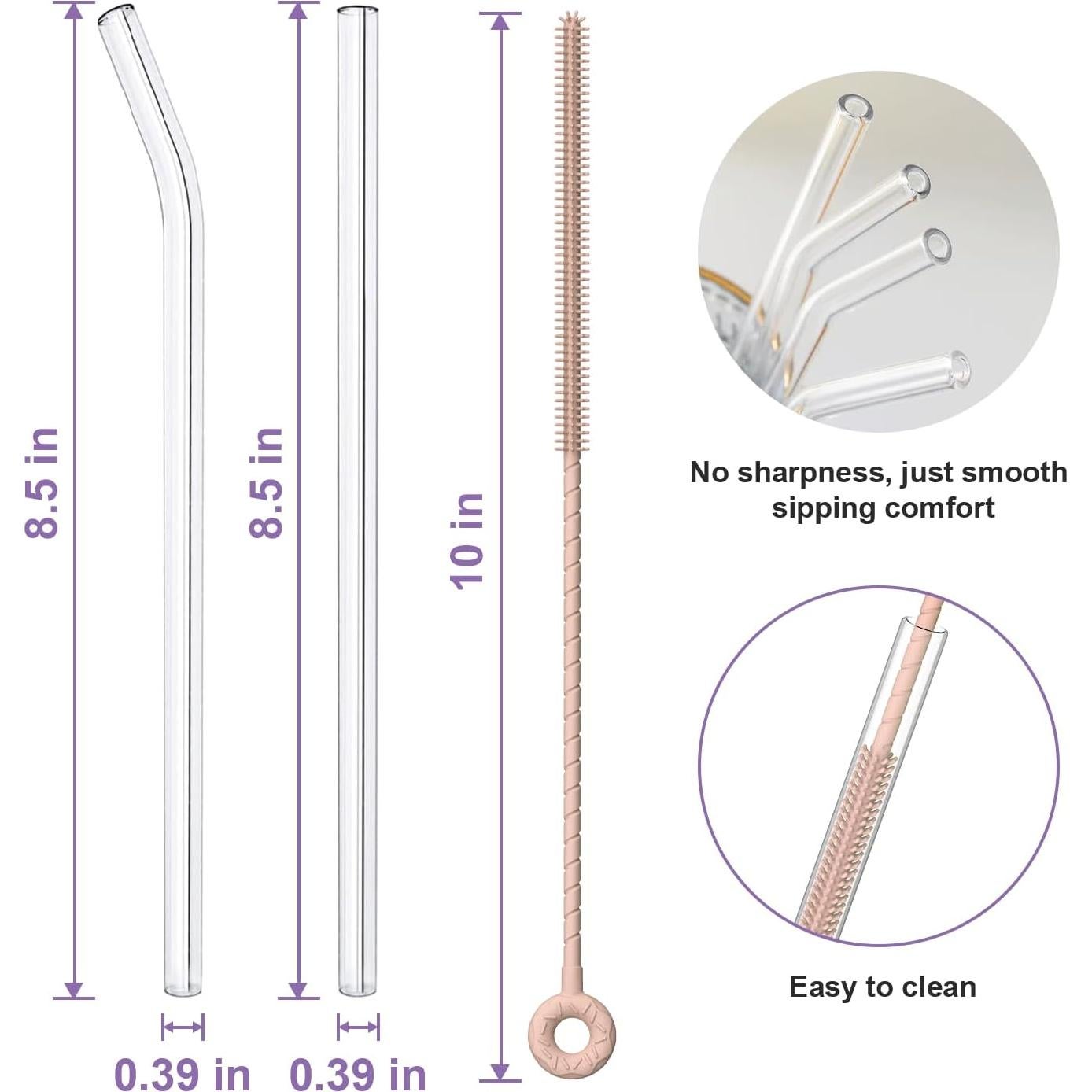 Juego de 6 Pajitas de Vidrio Reutilizables YOTIME con Cepillo