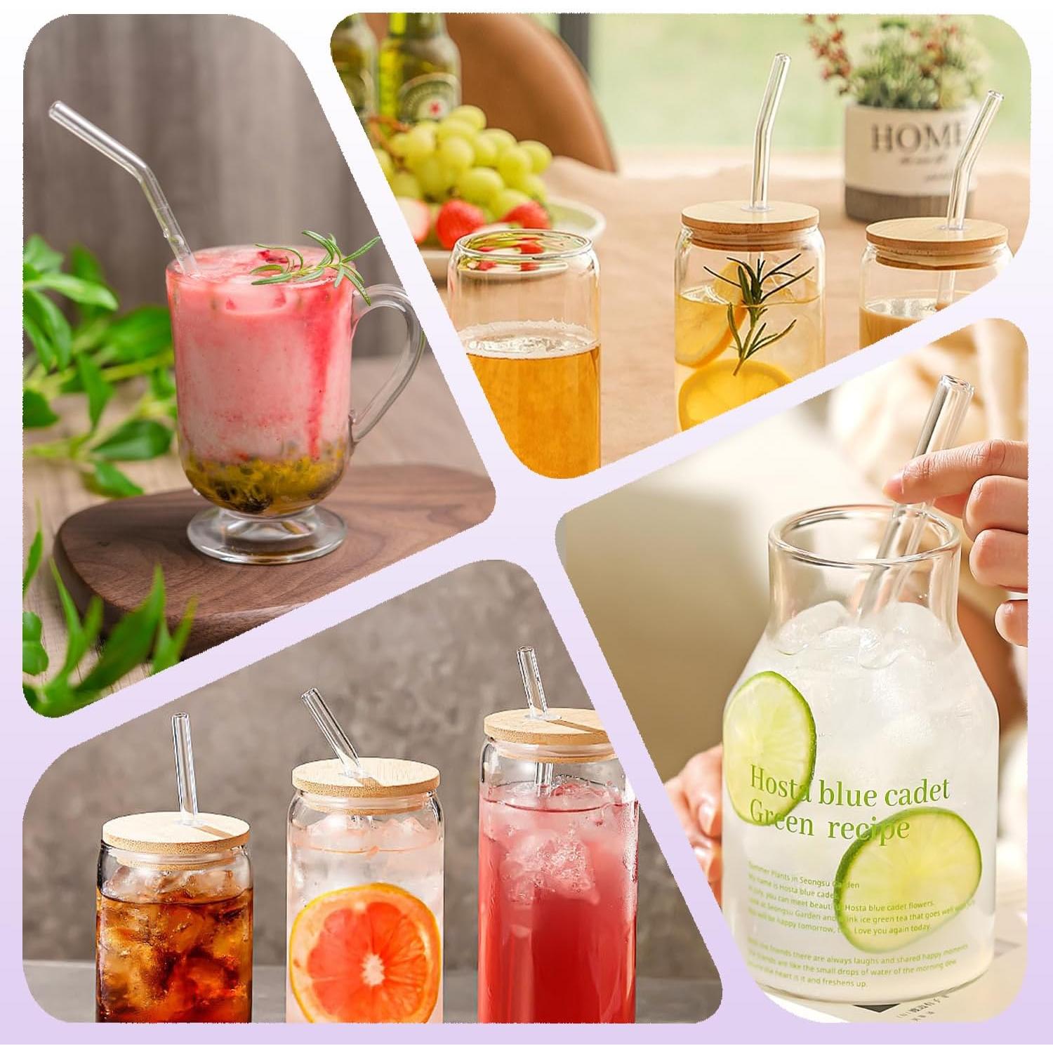 Juego de 6 Pajitas de Vidrio Reutilizables YOTIME con Cepillo