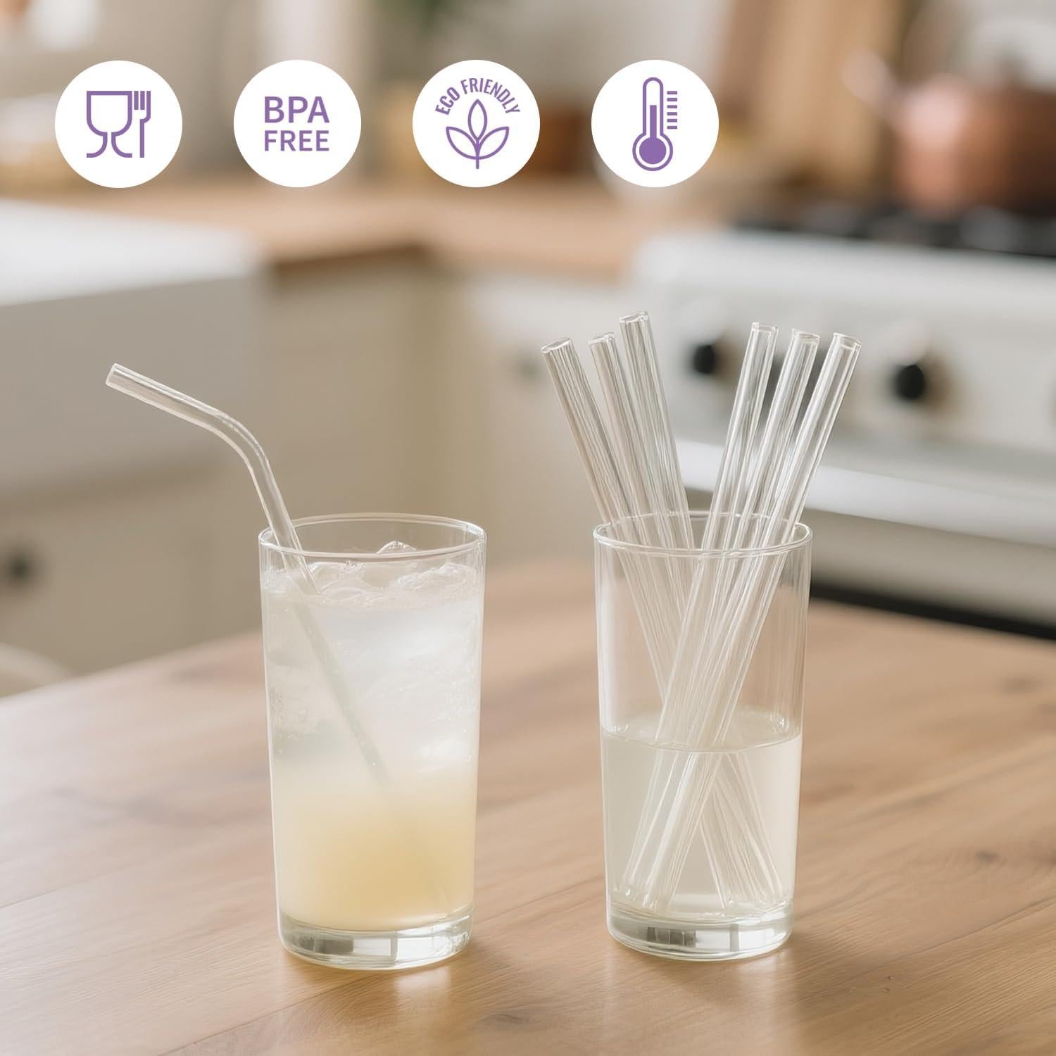 Juego de 6 Pajitas de Vidrio Reutilizables YOTIME con Cepillo