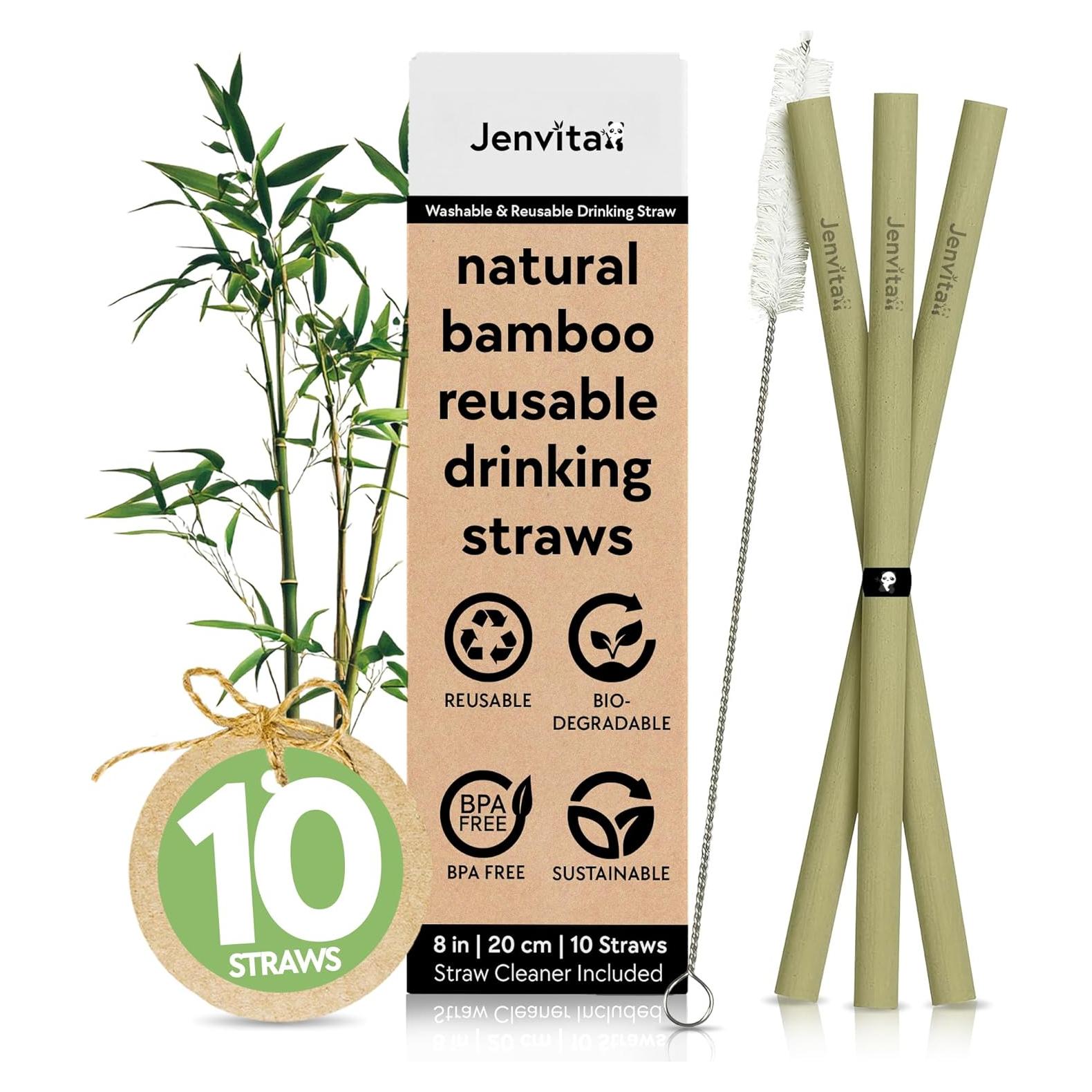 Pajitas de Bambú Jenvita 20 cm - Biodegradables y Reutilizables