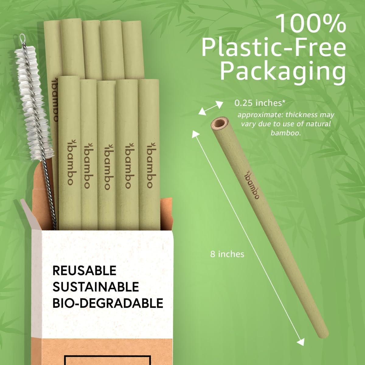 Pajitas de Bambú Jenvita 20 cm - Biodegradables y Reutilizables