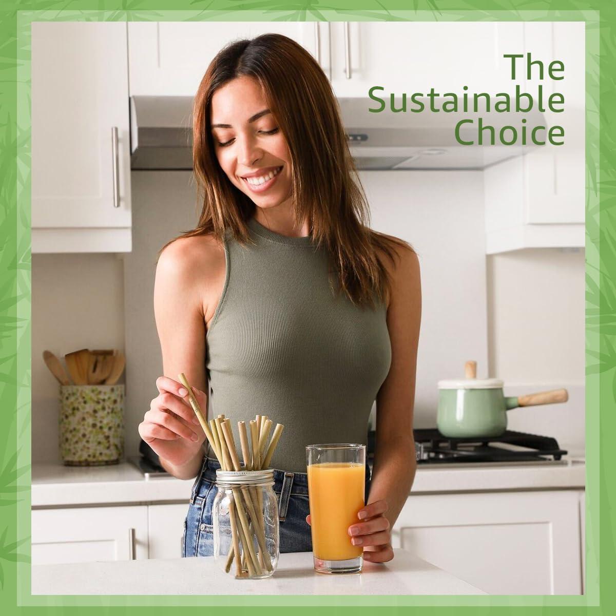 Pajitas de Bambú Jenvita 20 cm - Biodegradables y Reutilizables