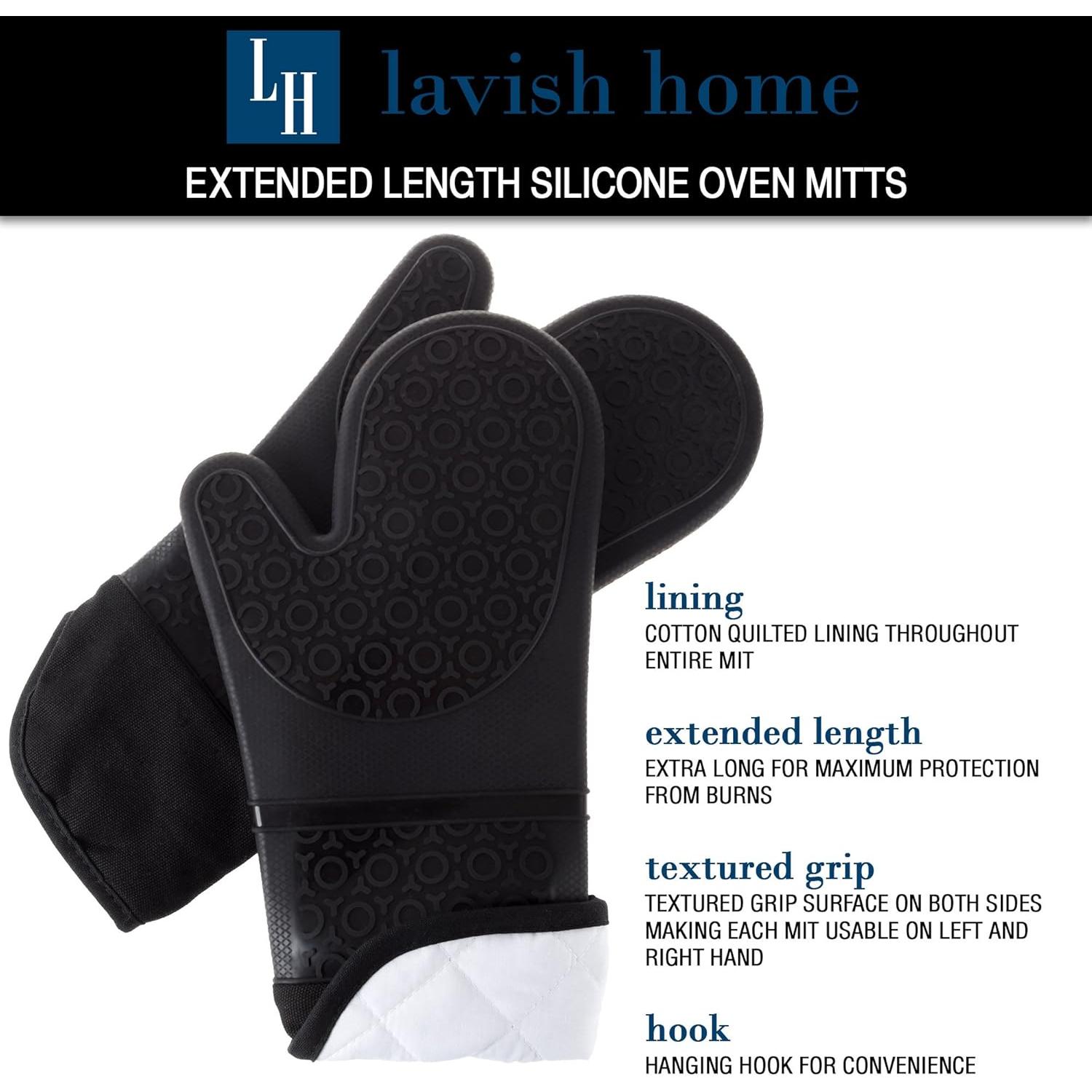 Manoplas de Horno Silicona Lavish Home Extra Largas Resistentes Calor