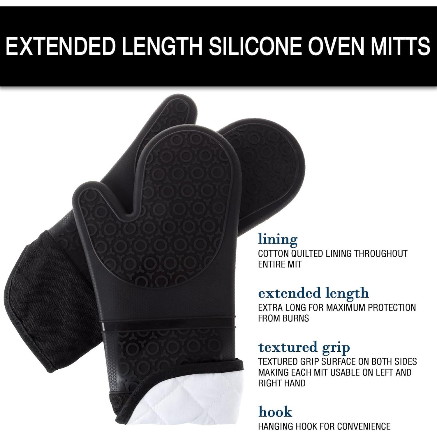 Manoplas de Horno Silicona Lavish Home Extra Largas Resistentes Calor