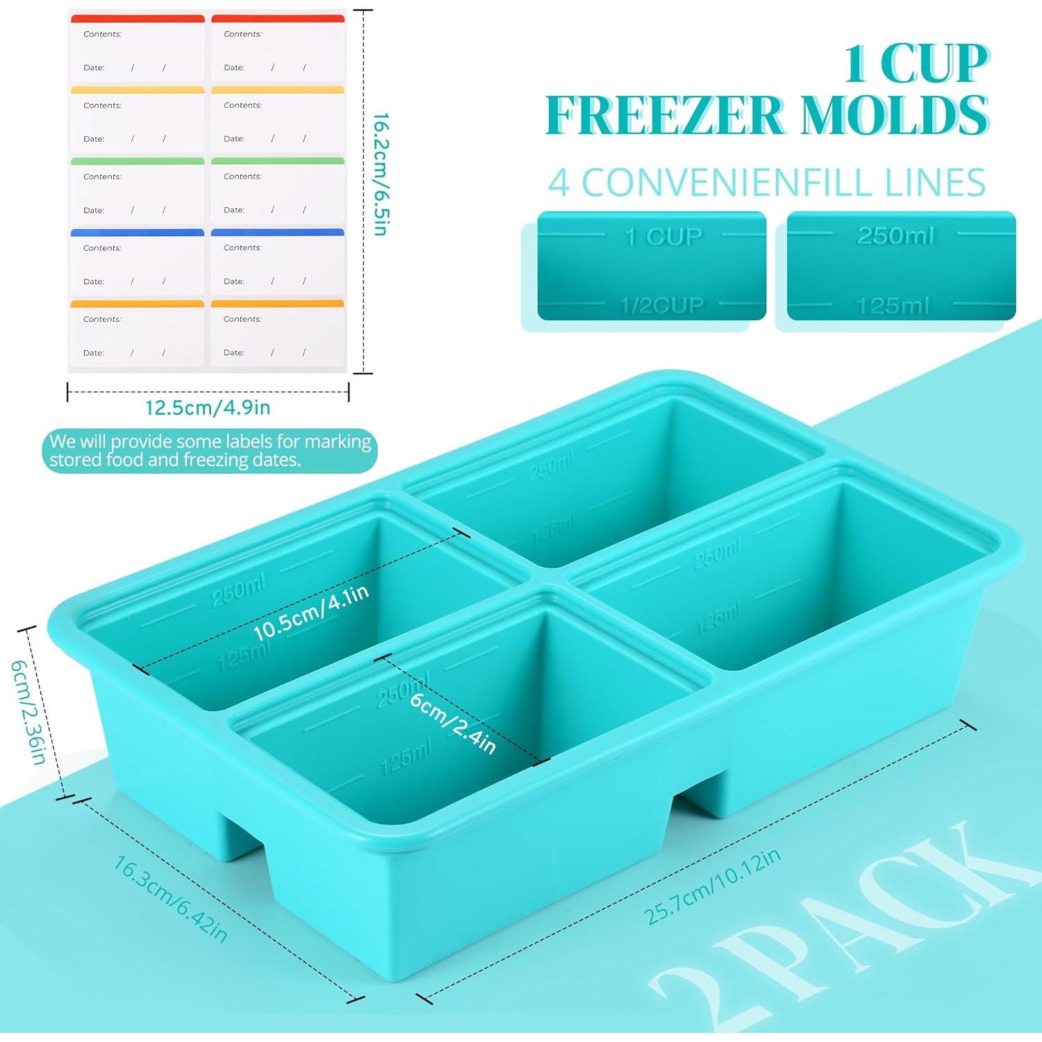 Bandejas de Congelador de Silicona BIONMAPLE 2 Pack 1 Taza