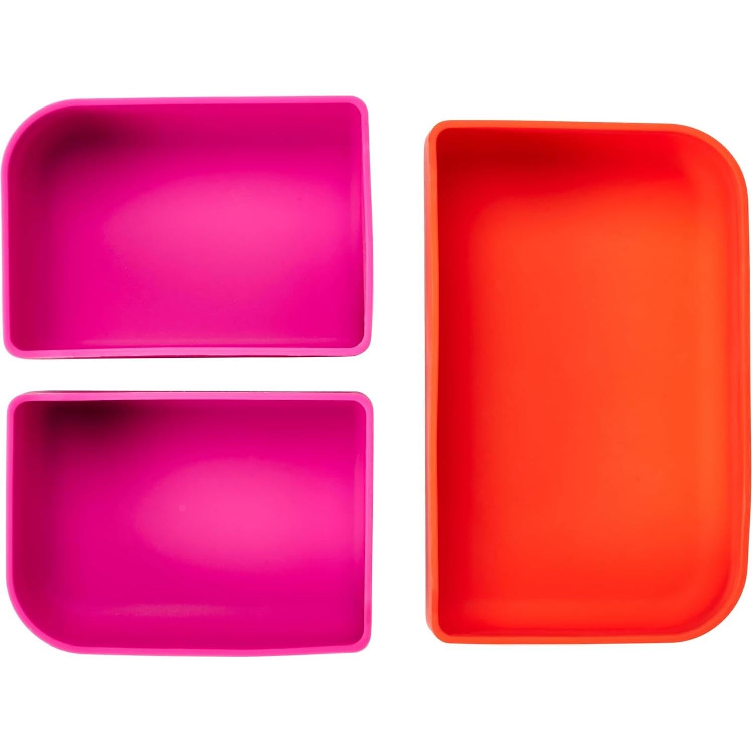 LunchBots Build -a- Bento Lunch Box, Silicone Bento Box for Kids, Multi-Compartment Lunch Container, Oven & Dishwasher Safe, BPA Free, 32 oz - Tie Dye Pink