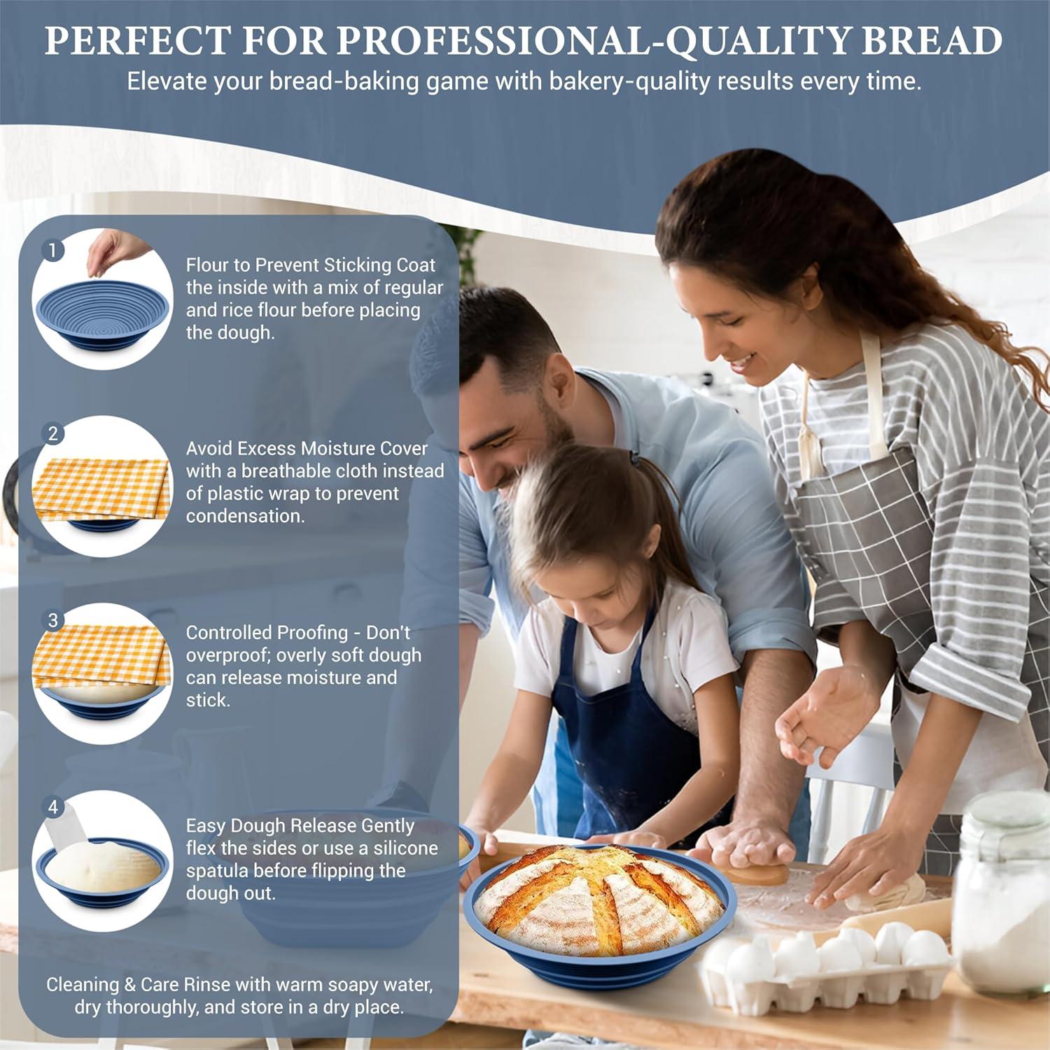 Cesta de Banneton de Silicona Sourdough Whisper 24.1 cm Azul