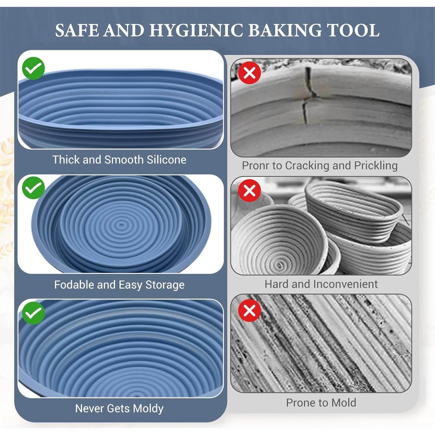 Cesta de Banneton de Silicona Sourdough Whisper 24.1 cm Azul