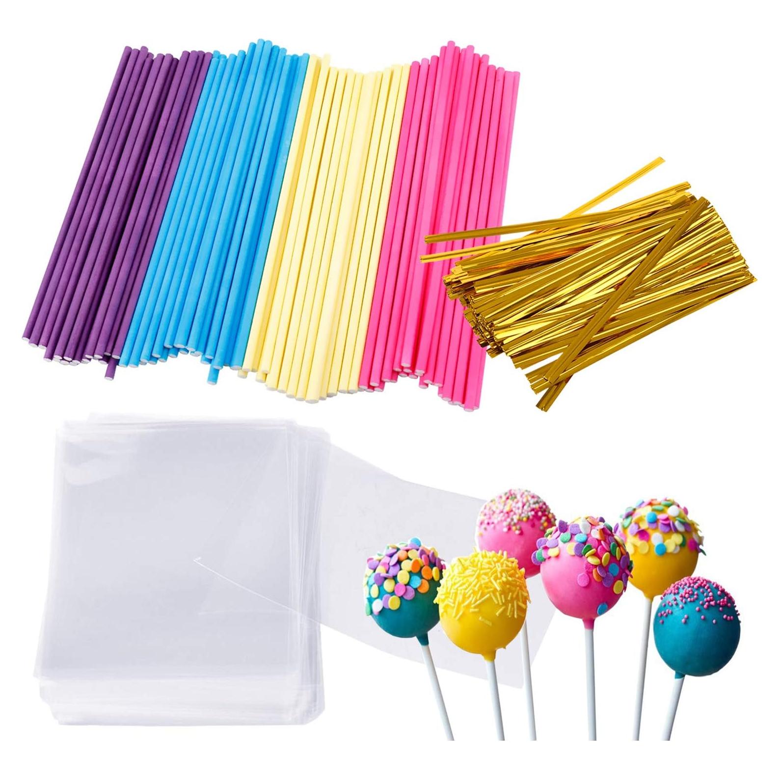 Kit 300 Pcs Cake Pops Augshy: Palitos, Bolsas y Lazos Dorados