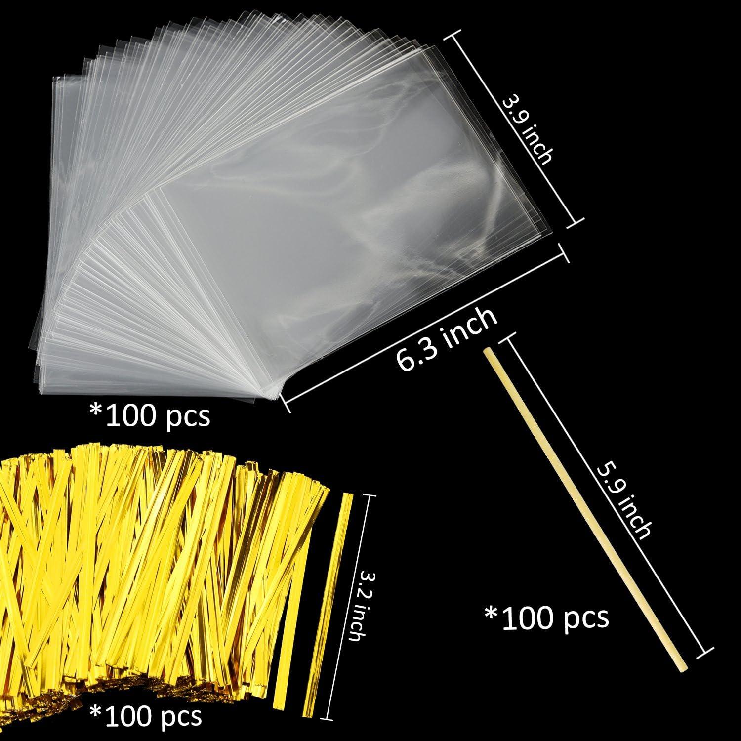 Kit 300 Pcs Cake Pops Augshy: Palitos, Bolsas y Lazos Dorados