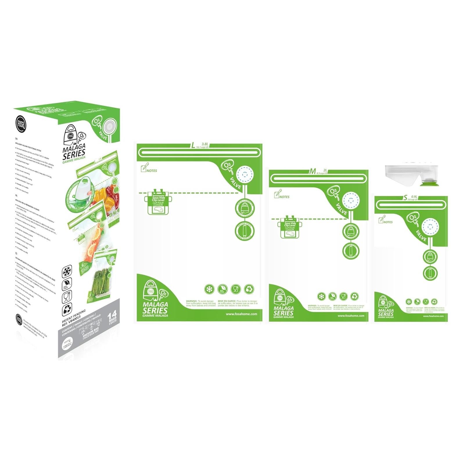 Bolsas de Almacenamiento al Vacío FOSA - 14 Piezas Reutilizables