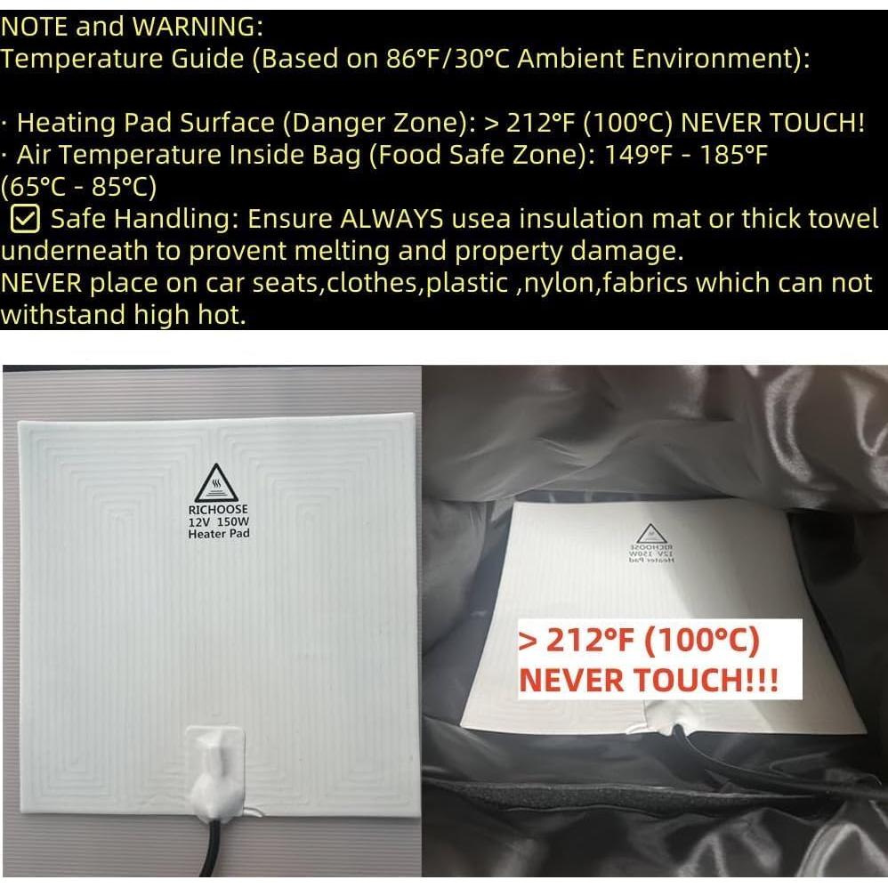 Almohadilla Térmica Eléctrica RICHOOSE 30x30 cm 12V 150W