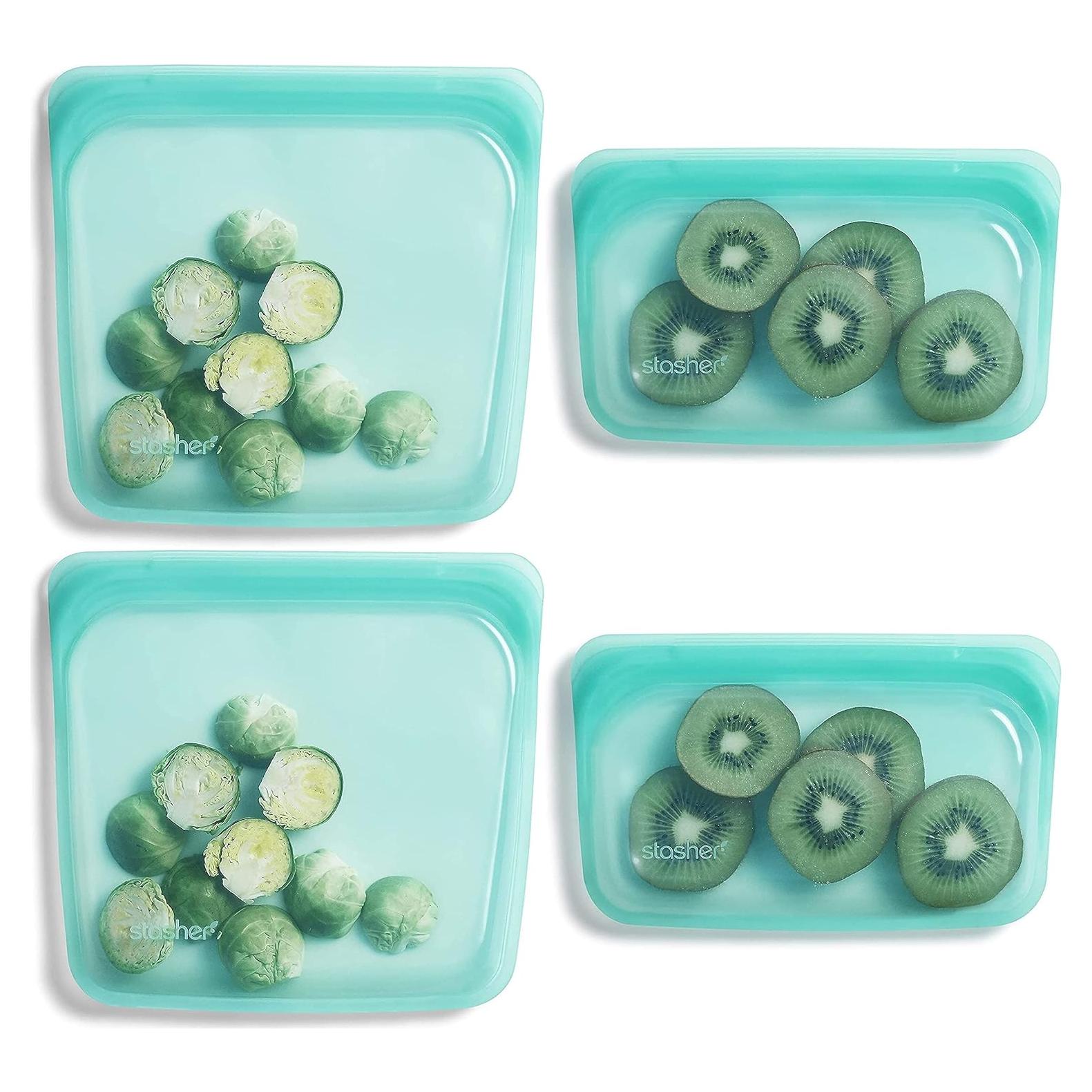 Bolsa de Almacenamiento Reutilizable Stasher Aqua - Paquete de 4