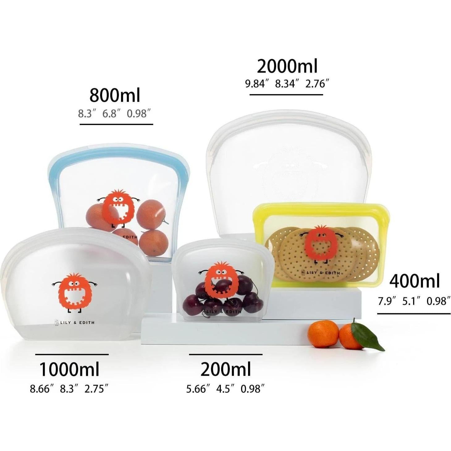 Bolsas de Silicona Reutilizables LILY & EDITH 5 Paquete Blanco