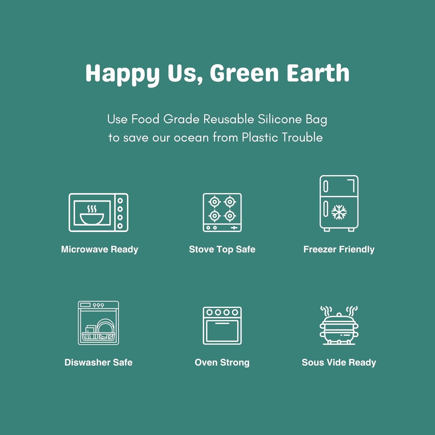 Bolsas de Silicona Reutilizables LILY & EDITH 5 Paquete Blanco