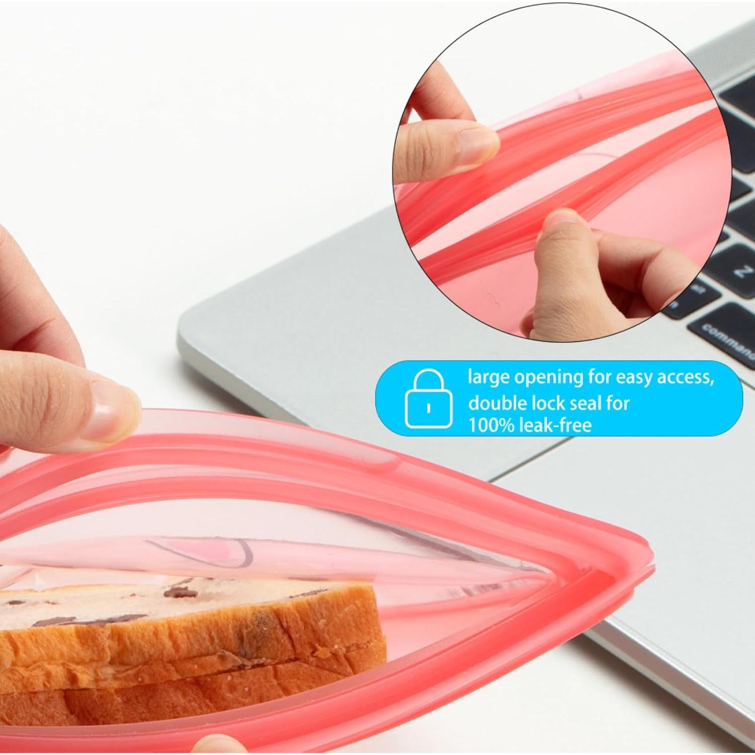 Bolsas de Silicona Reutilizables LILY & EDITH 5 Paquete Blanco