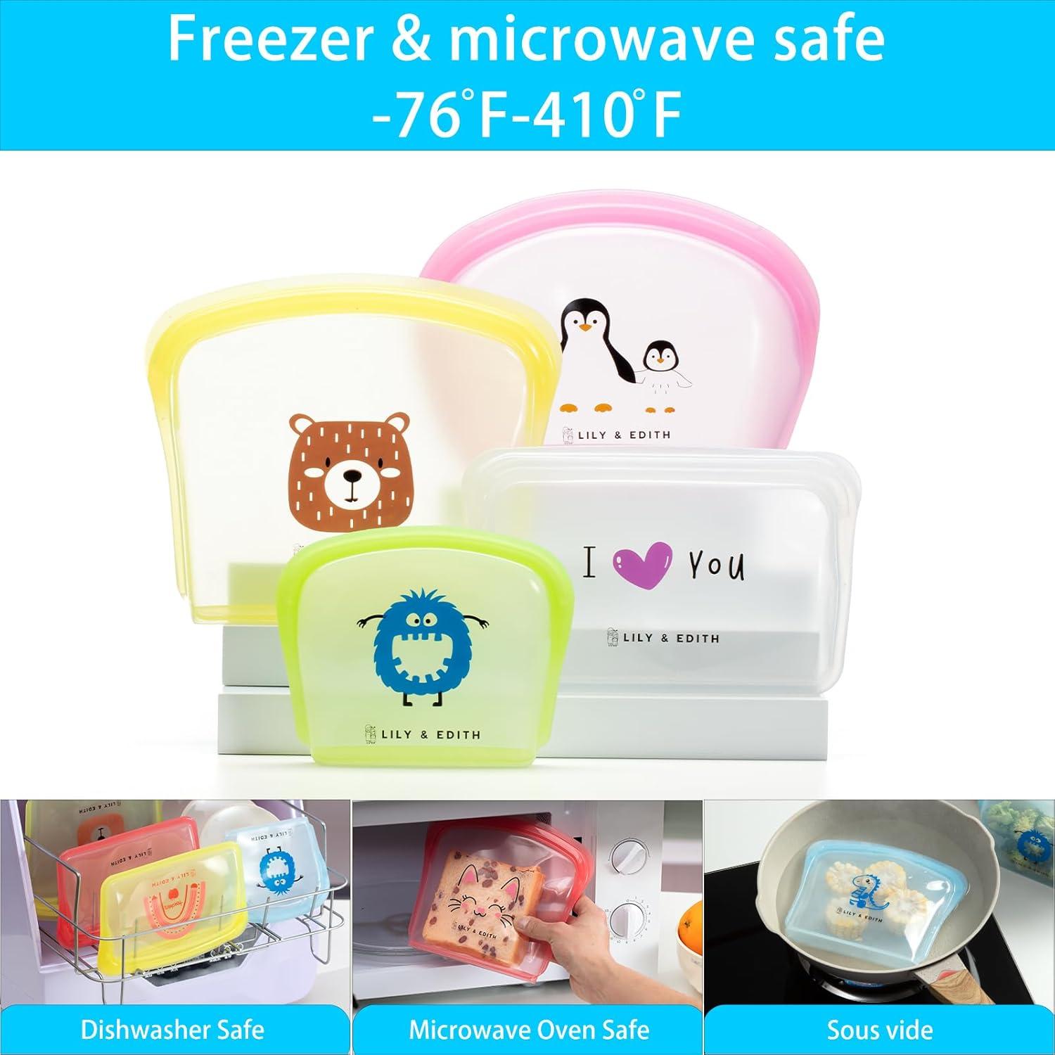 Bolsas de Silicona Reutilizables LILY & EDITH 5 Paquete Blanco