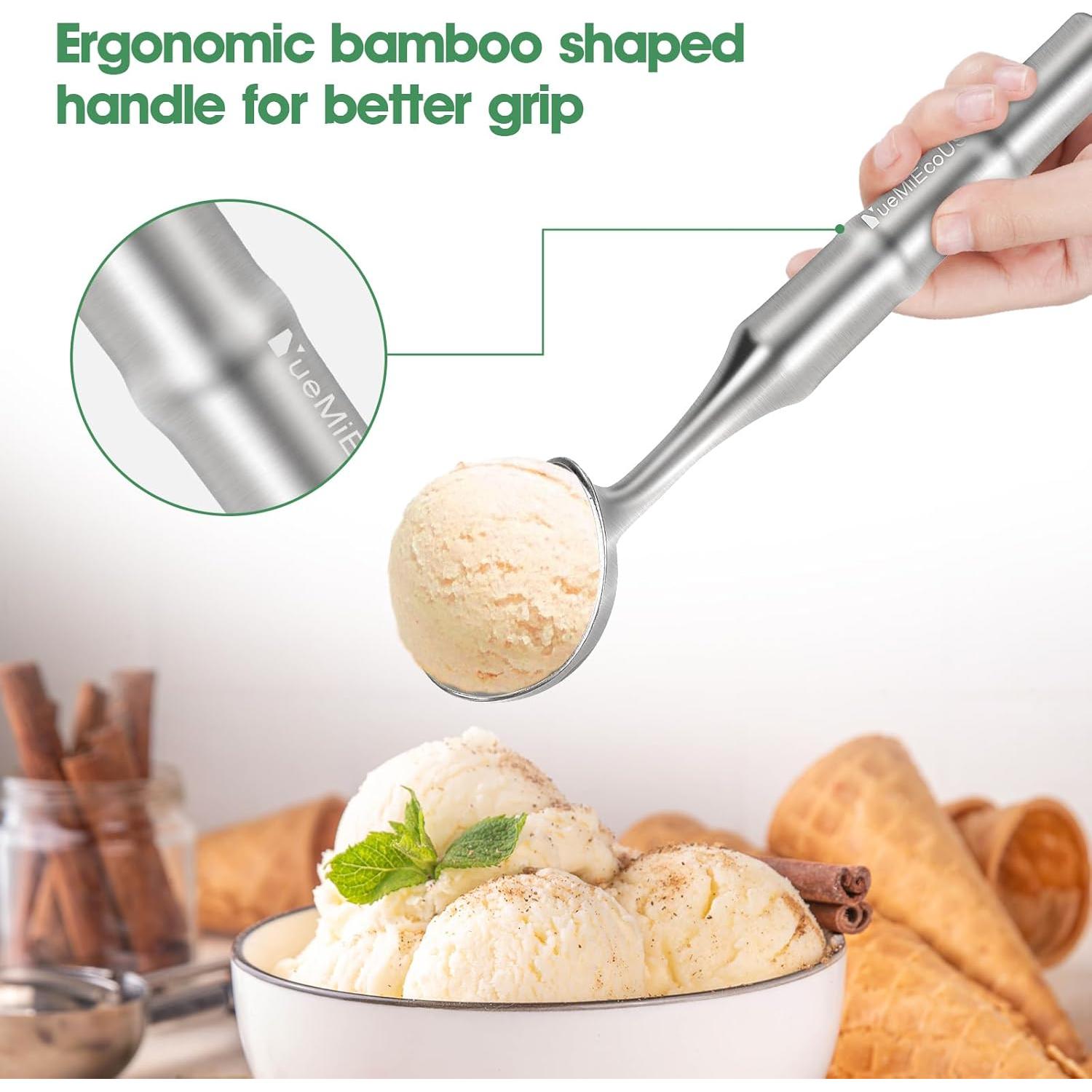 Cucharón de Helado Acero Inoxidable YueMiEco - Mango Ergonómico