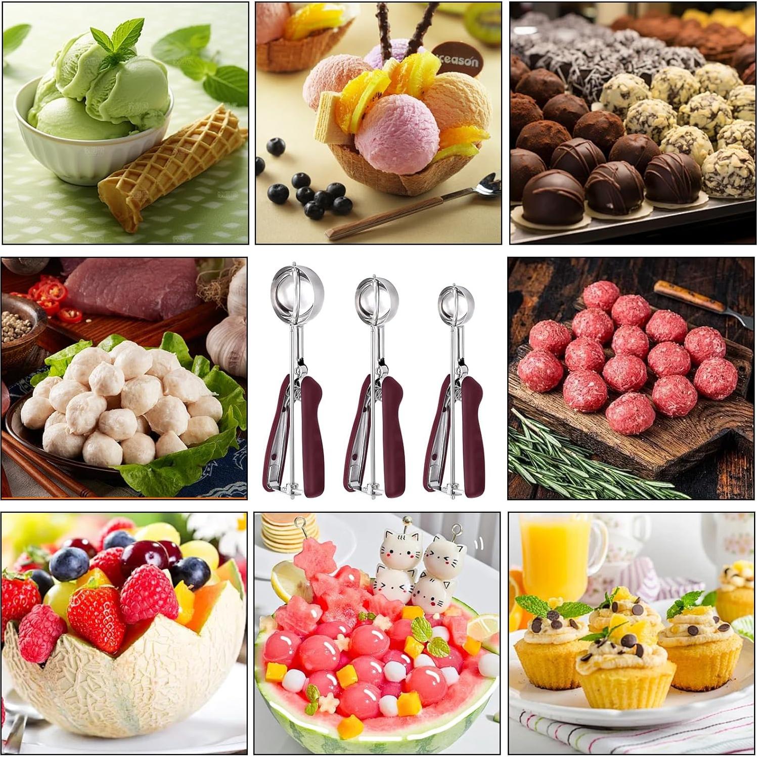 Set de Cucharones de Helado Vomurra 3PCS Acero Inoxidable