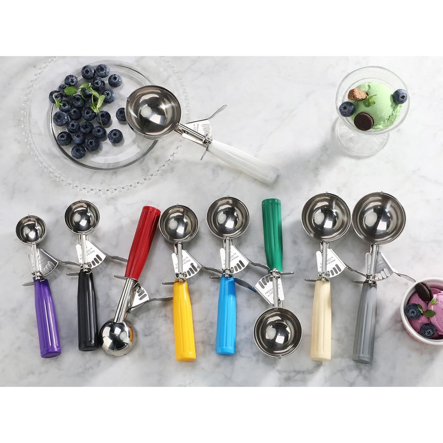 Cucharón de Porciones Ishphso Acero Inoxidable 2oz Mango Azul