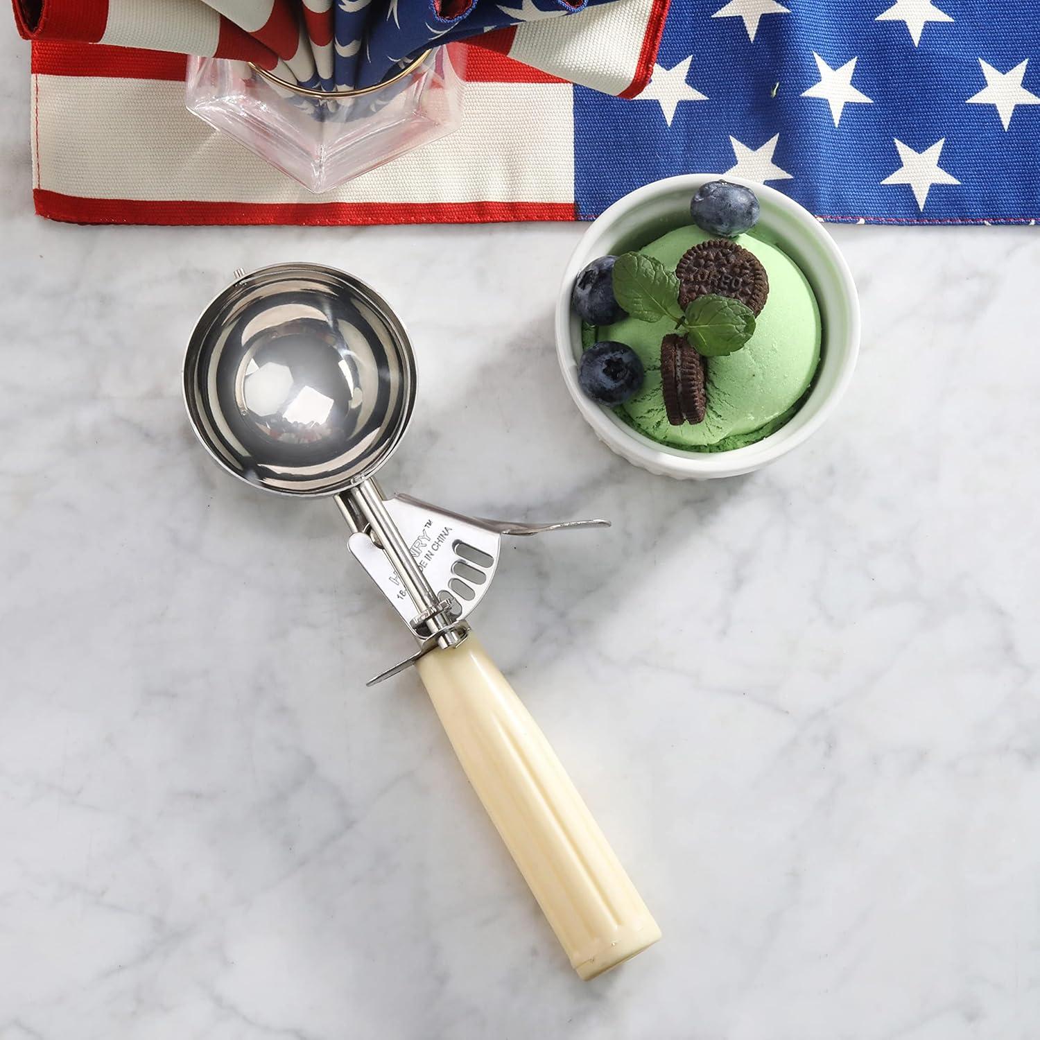 Cucharón de Porciones Ishphso Acero Inoxidable 2oz Mango Azul